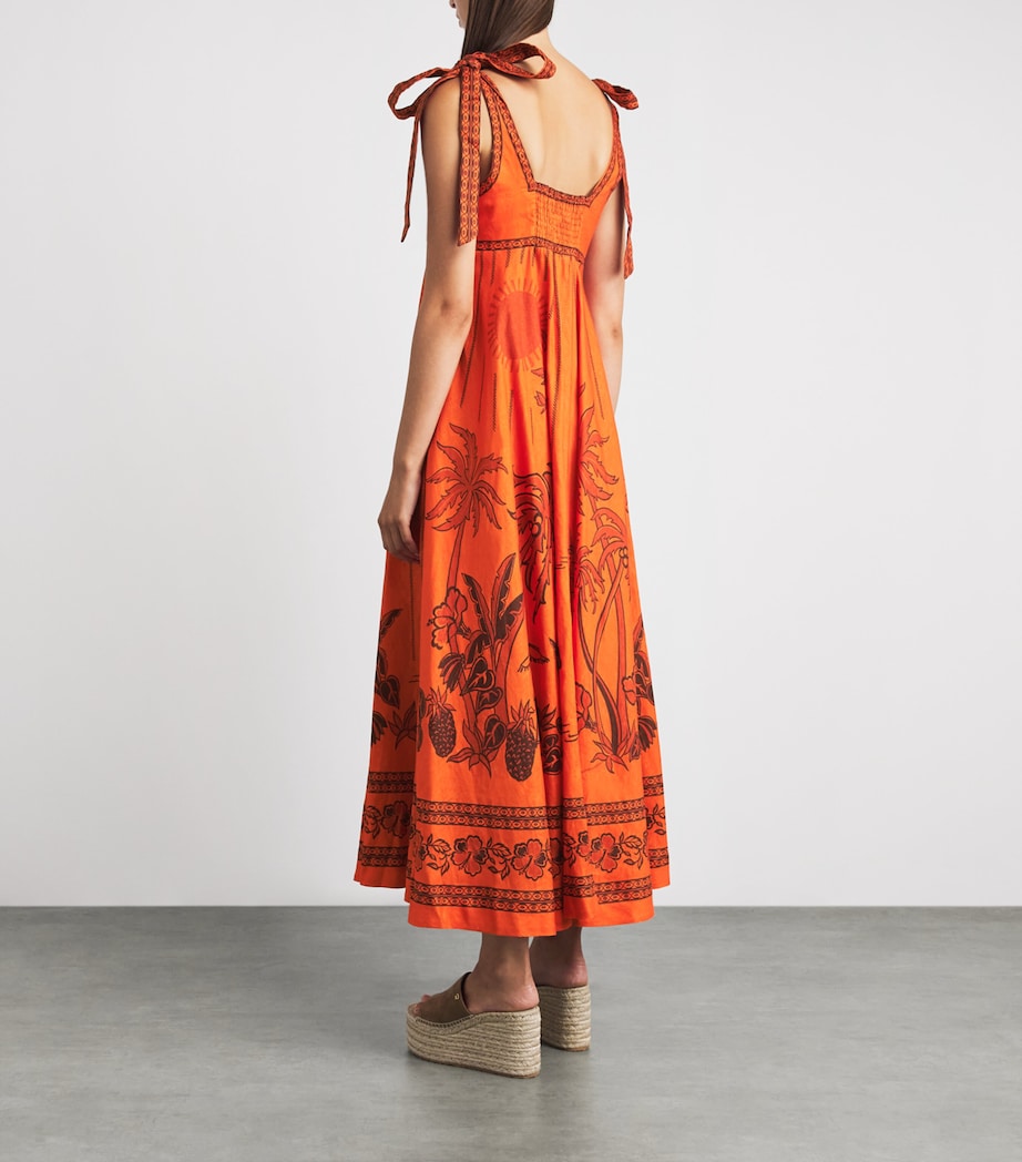 ALEMAIS Womens Linen Boathouse Shift Dress Orange Image 4