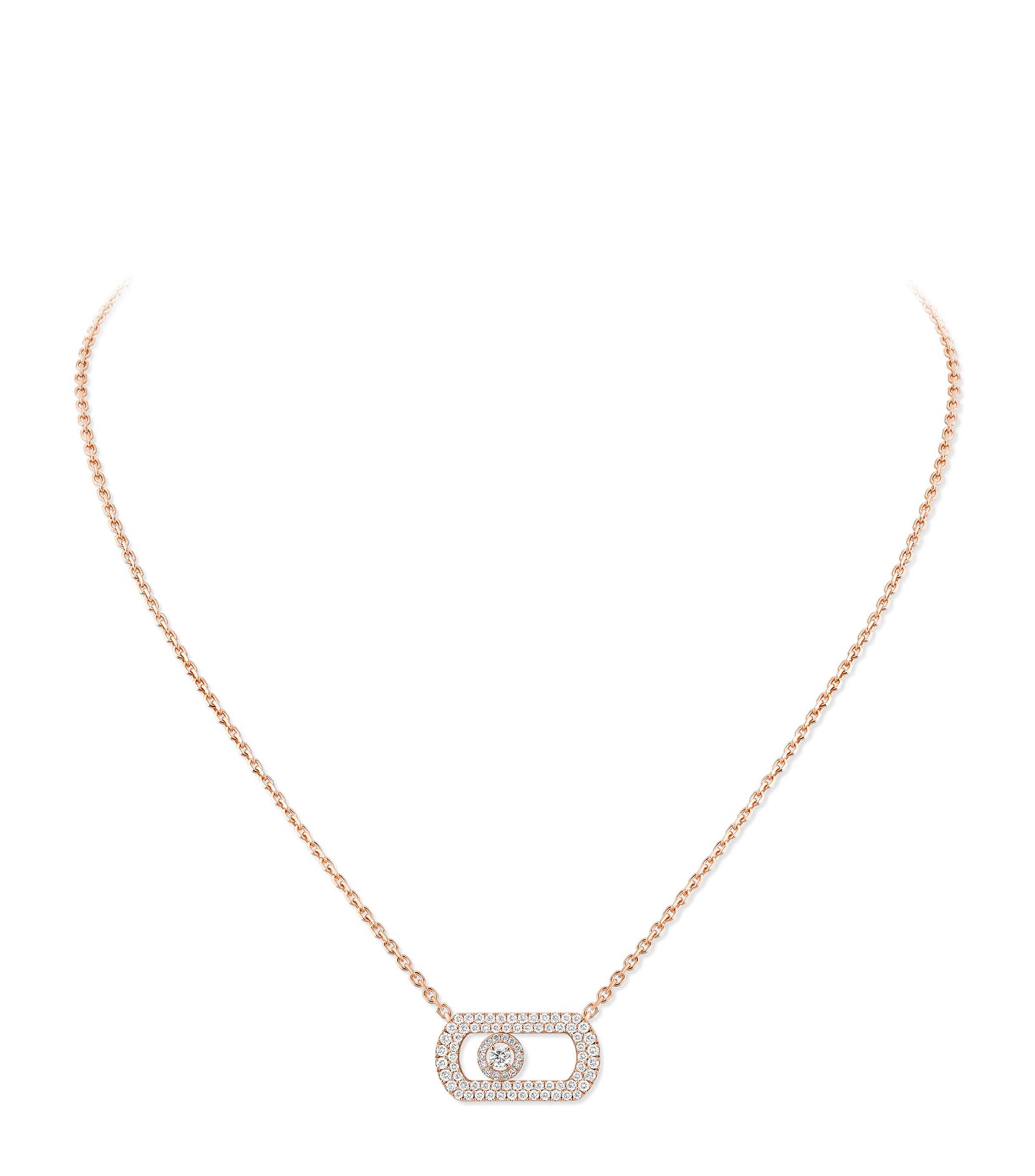 Messika So Move Rose Gold and Diamond Pavé Necklace (0.65ct) Pink Gold Image 1