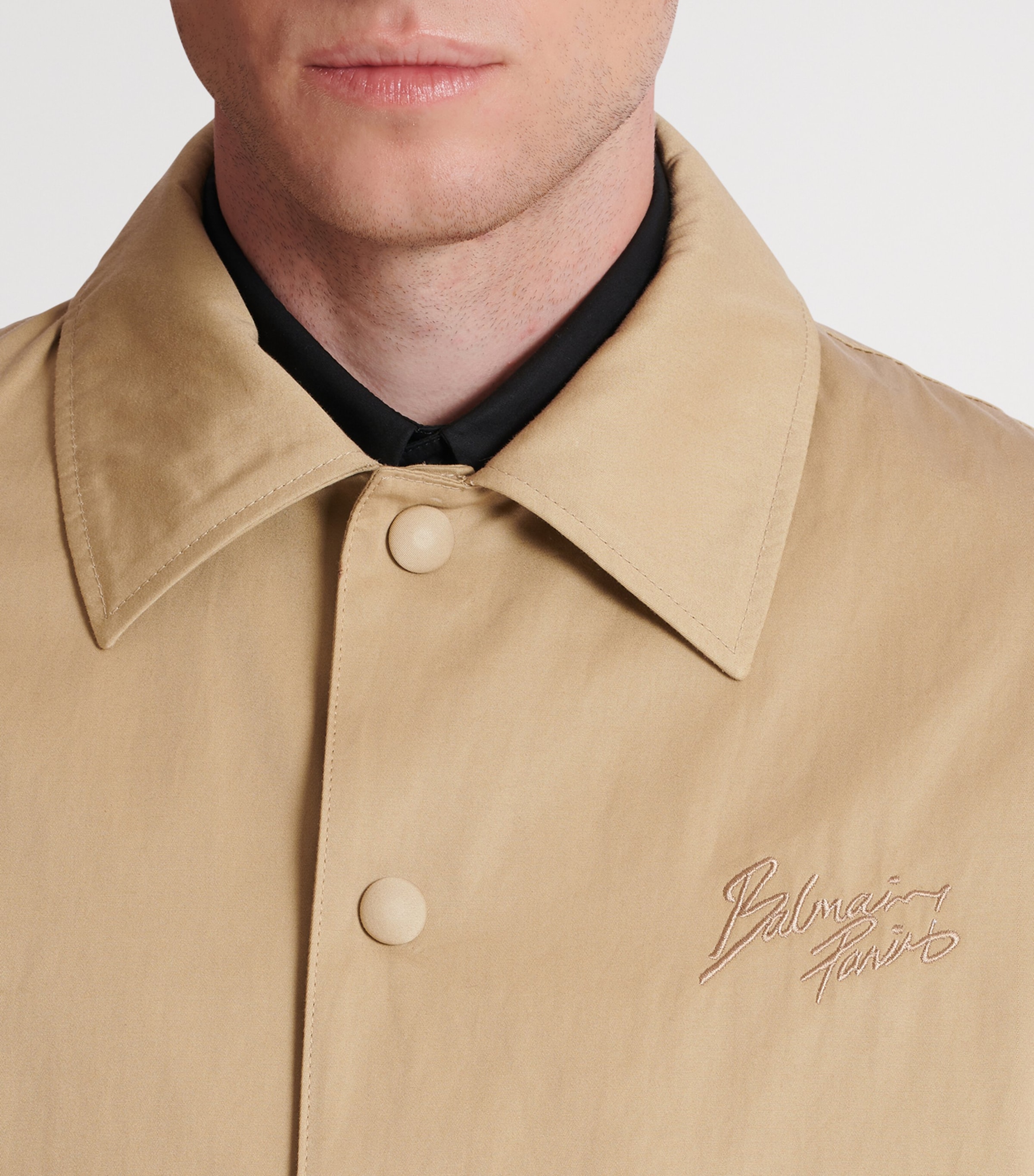 Cotton Embroidered Bomber Jacket 0FK BEIGE Image 6