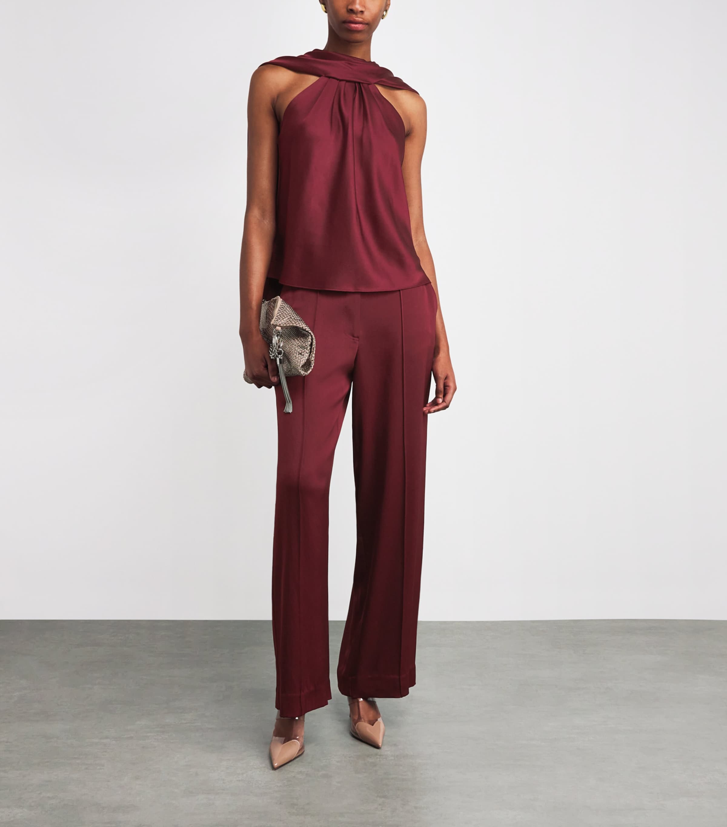 Satin Wide-Leg Kyra Trousers OXBLOOD Image 2
