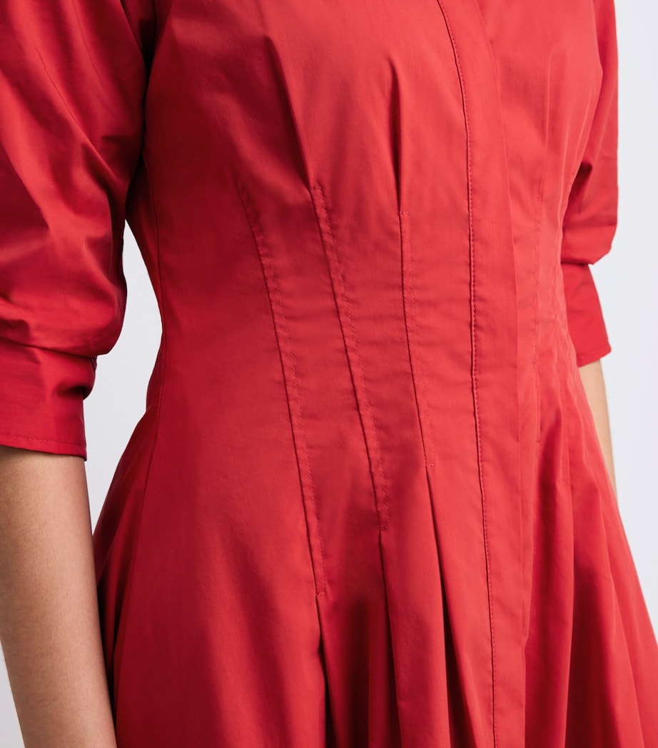 Cotton-Blend Pintuck Jazz Midi Dress CRIMSON Image 6