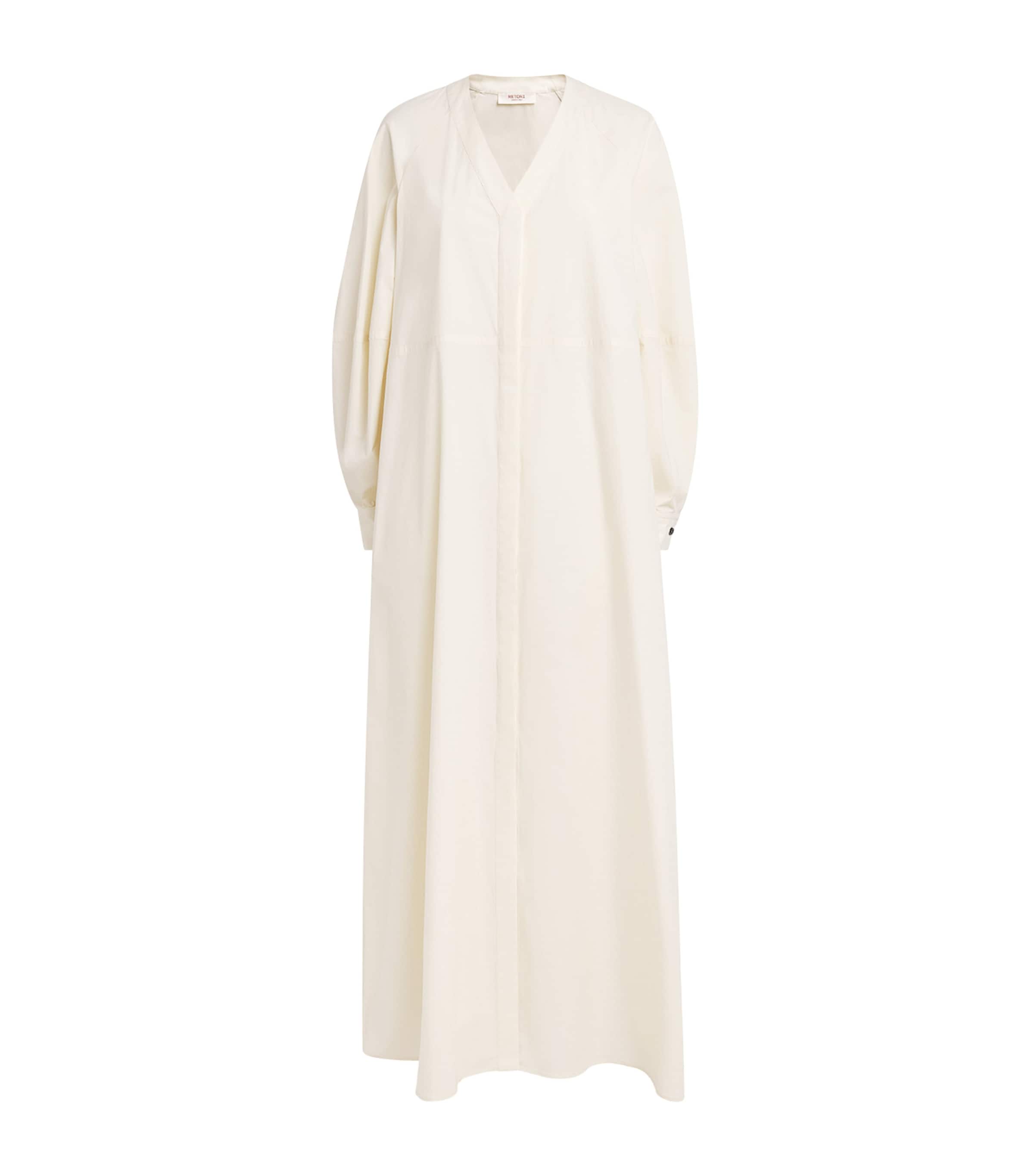 RETORI Womens Cotton Poplin Maxi Shirt Dress White Image 1