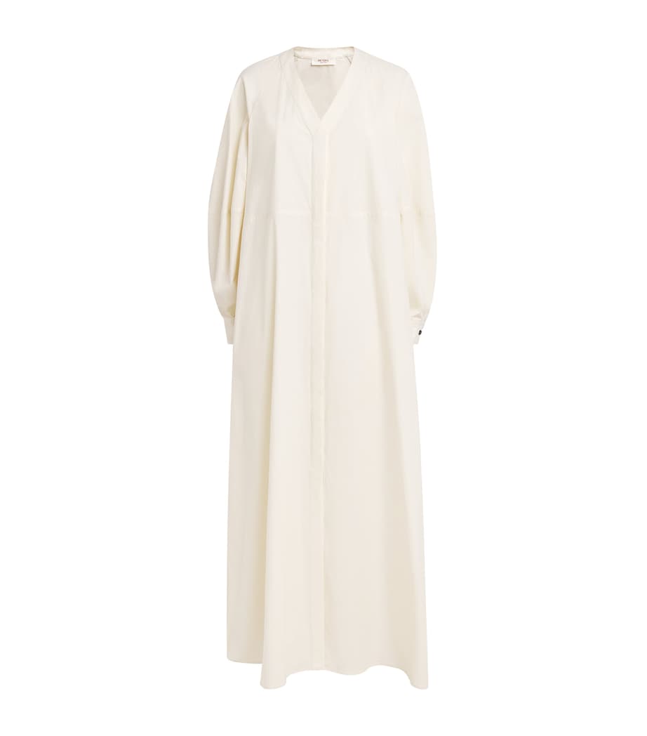 RETORI Womens Cotton Poplin Maxi Shirt Dress White Image 1