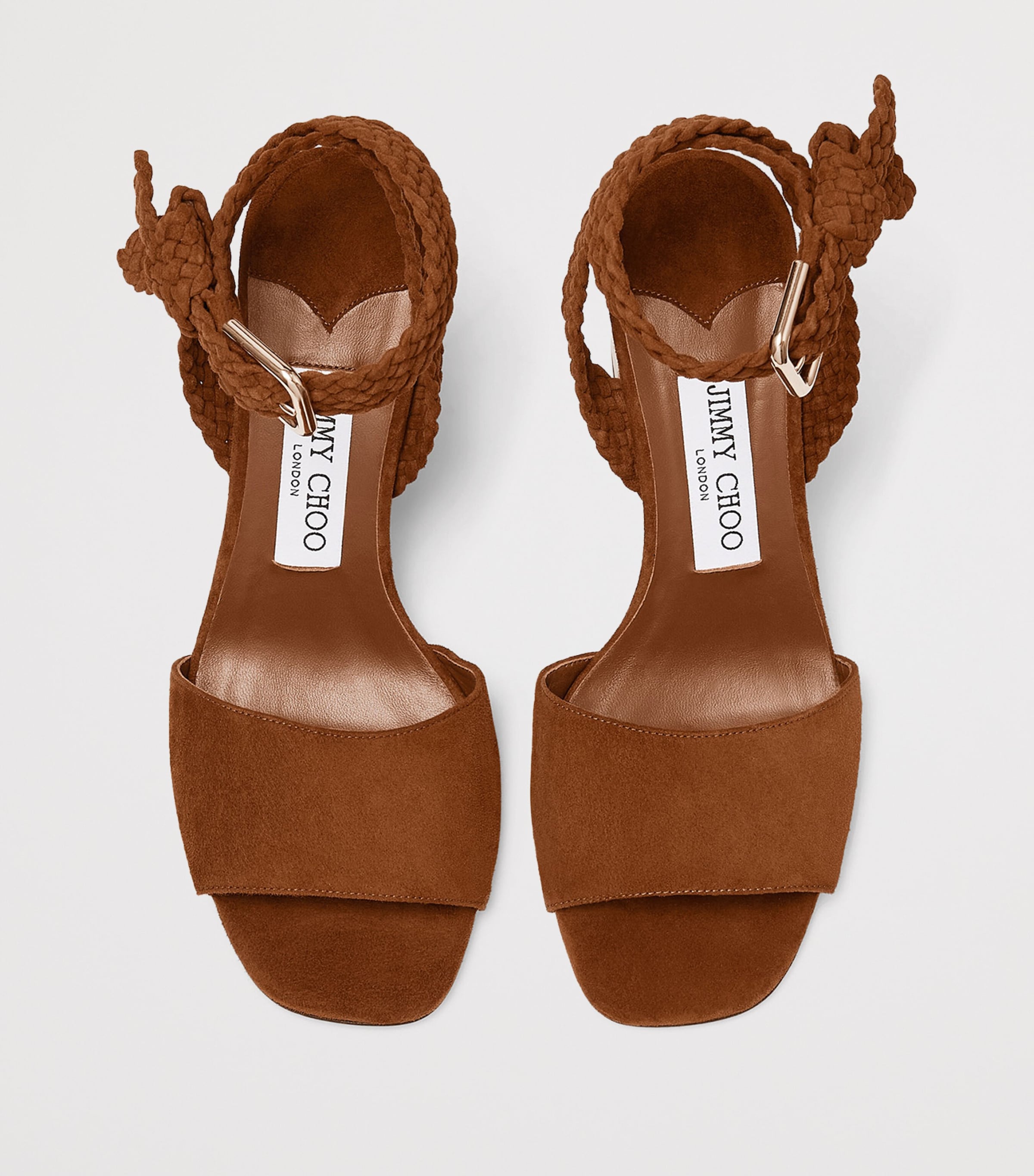 Jimmy Choo Rori 85 Suede Braided Sandals Tan/toasty Image 3
