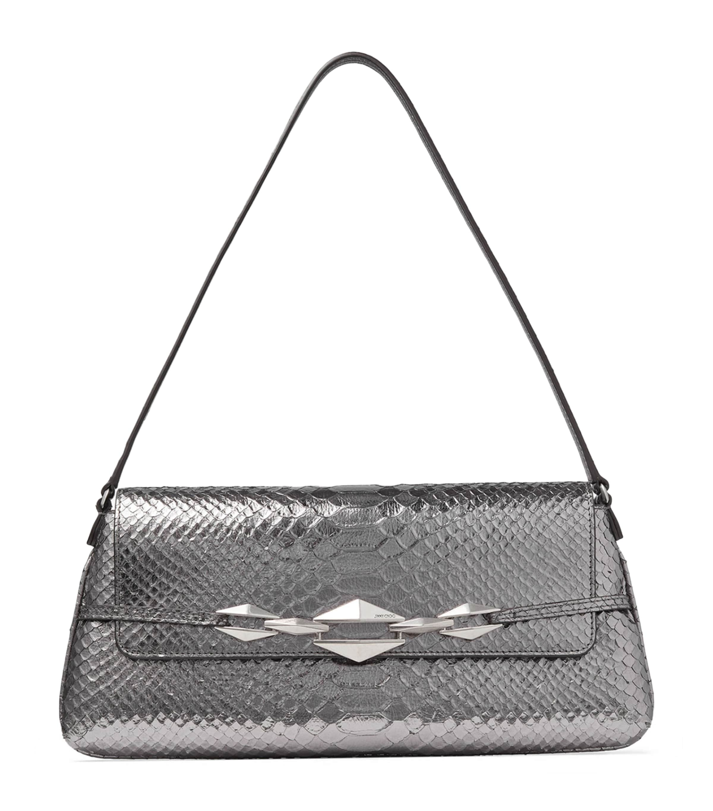 JIMMY CHOO SNAKE PRINT DIAMOND SHOULDER BAG 