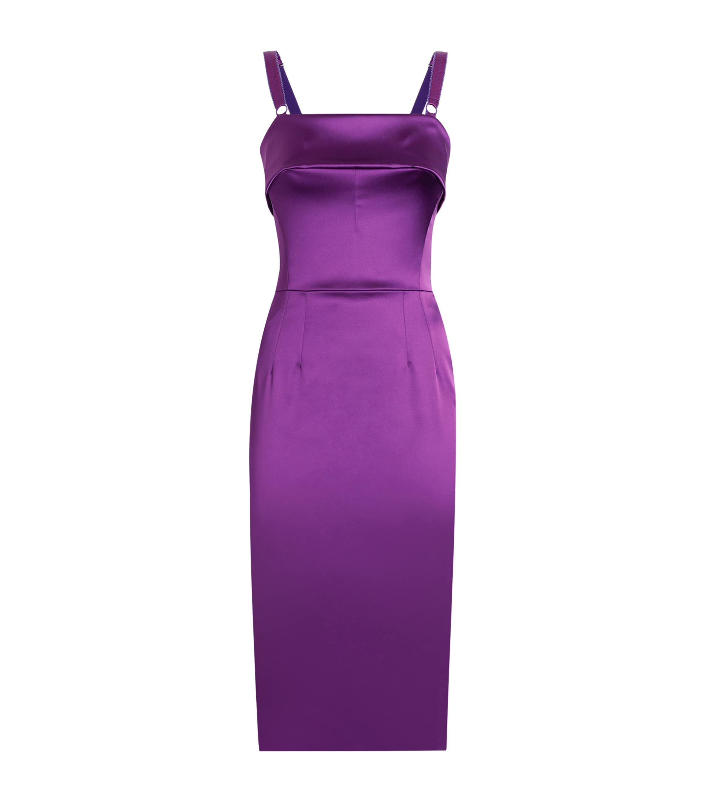 Dolce & Gabbana Satin Midi Dress In Purple