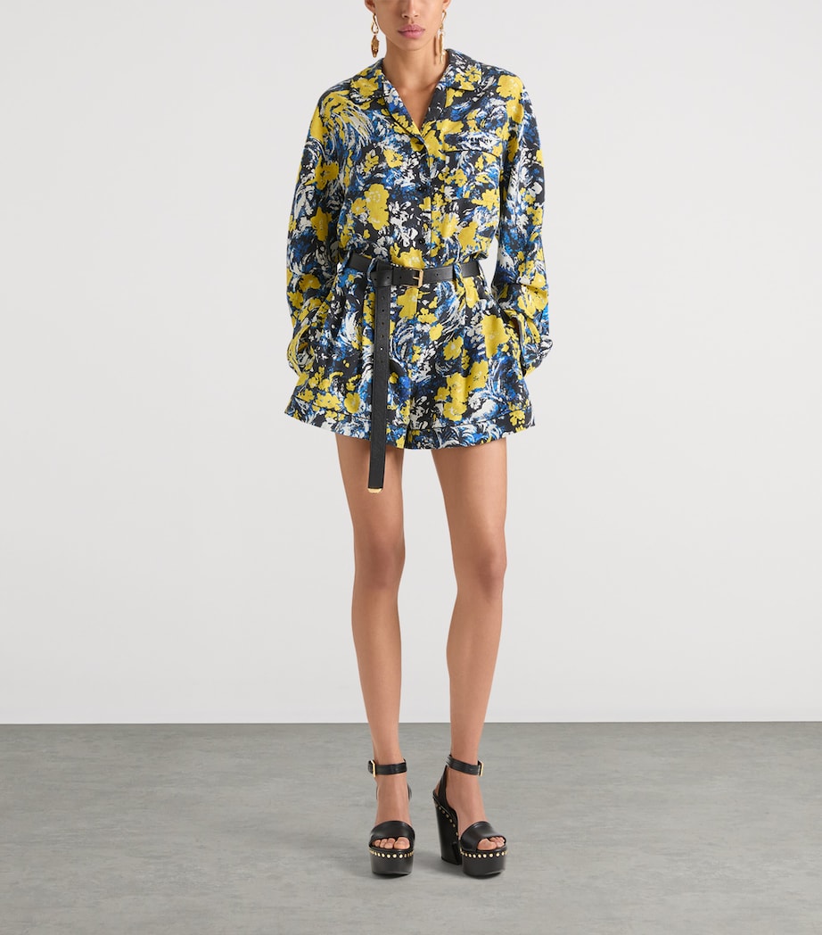 Givenchy Womens Viscose Floral Print Pyjama Shirt Blue/yellow Image 2