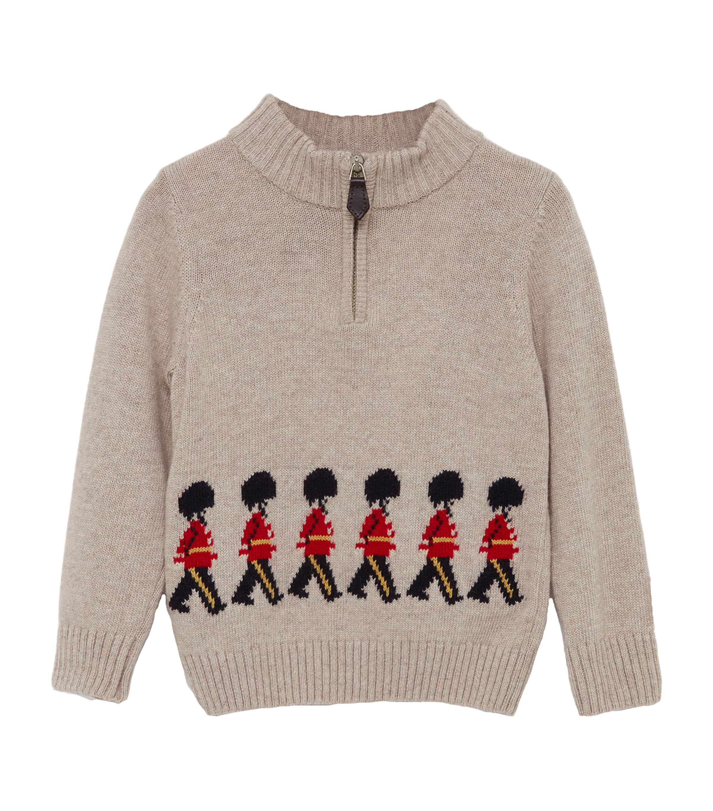 Shop Trotters Marching Guardsman Half-zip Sweater In Beige