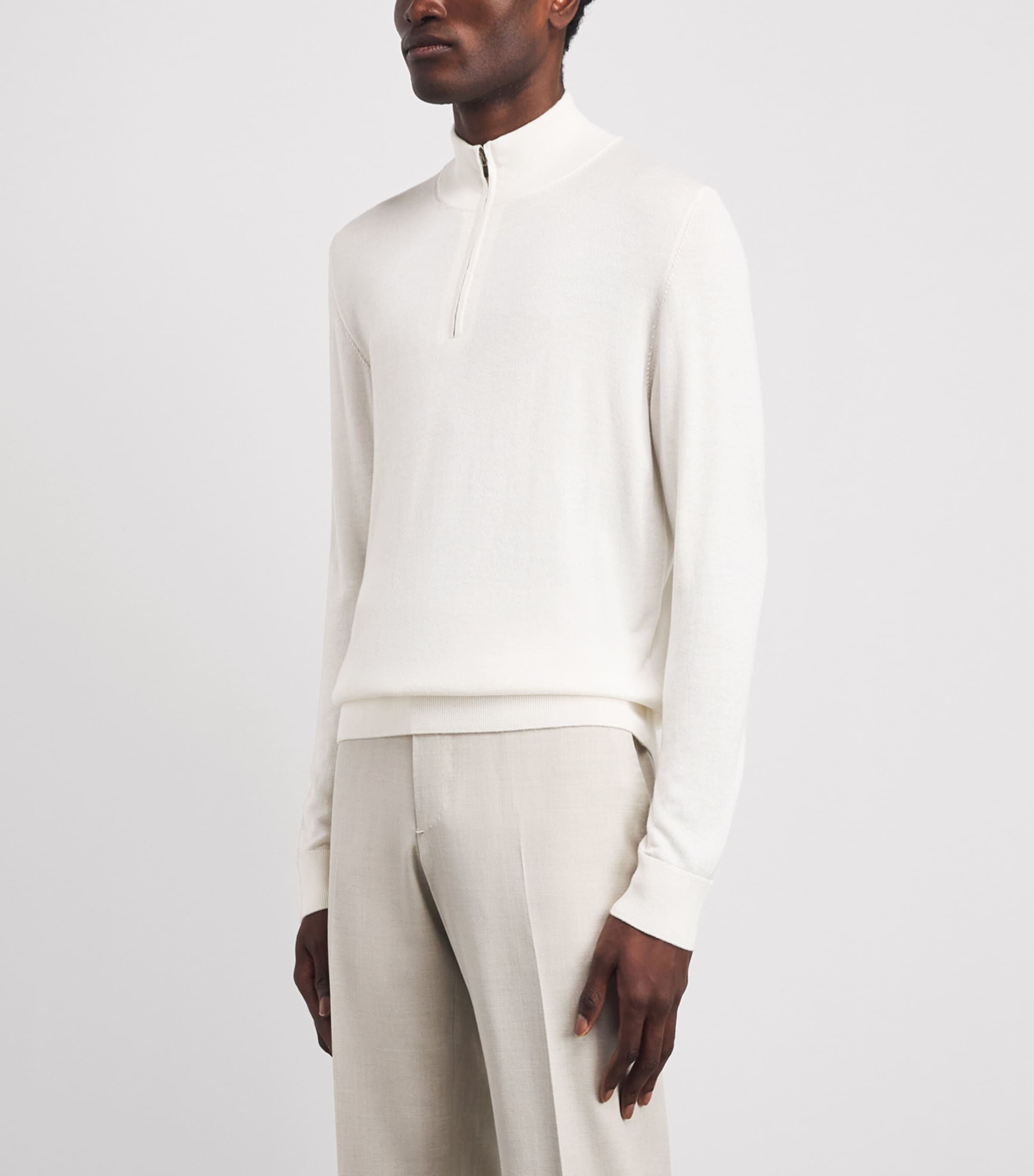 Isaia Mens Silk-Cashmere Quarter-Zip Sweater Image 4