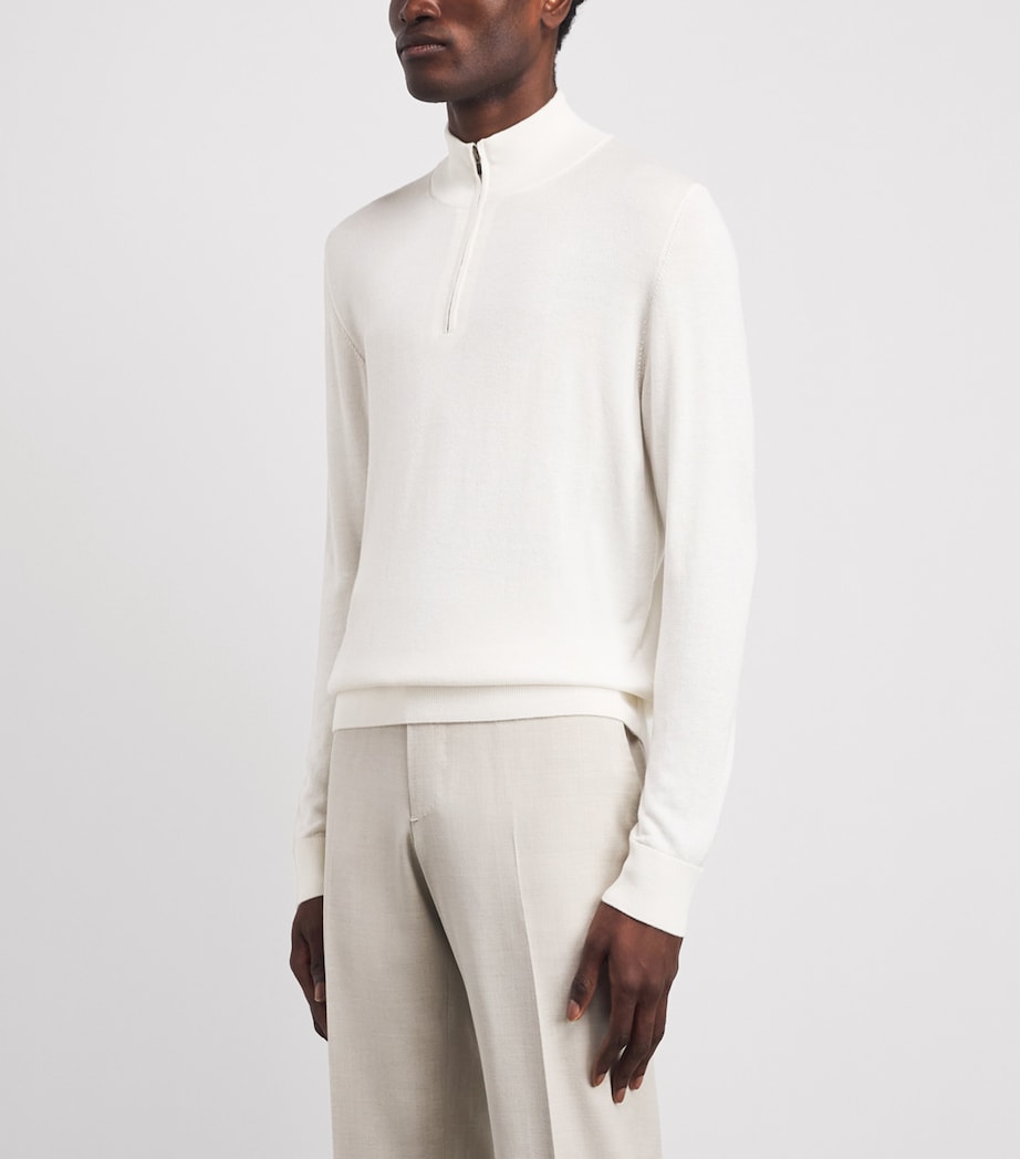 Isaia Mens Silk-Cashmere Quarter-Zip Sweater Image 4