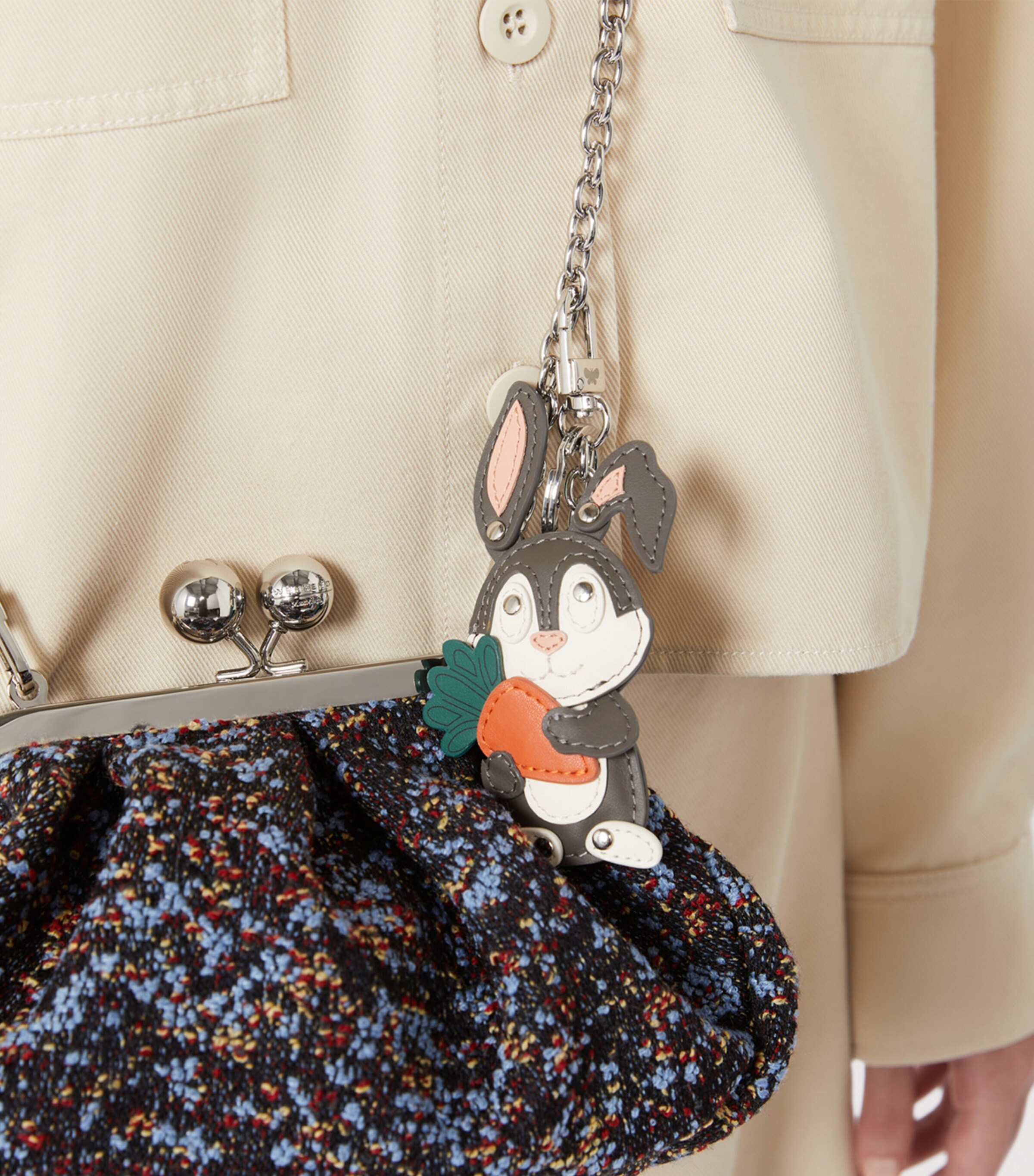Weekend Max Mara Leather Bunny Keyring Light Grey Image 2