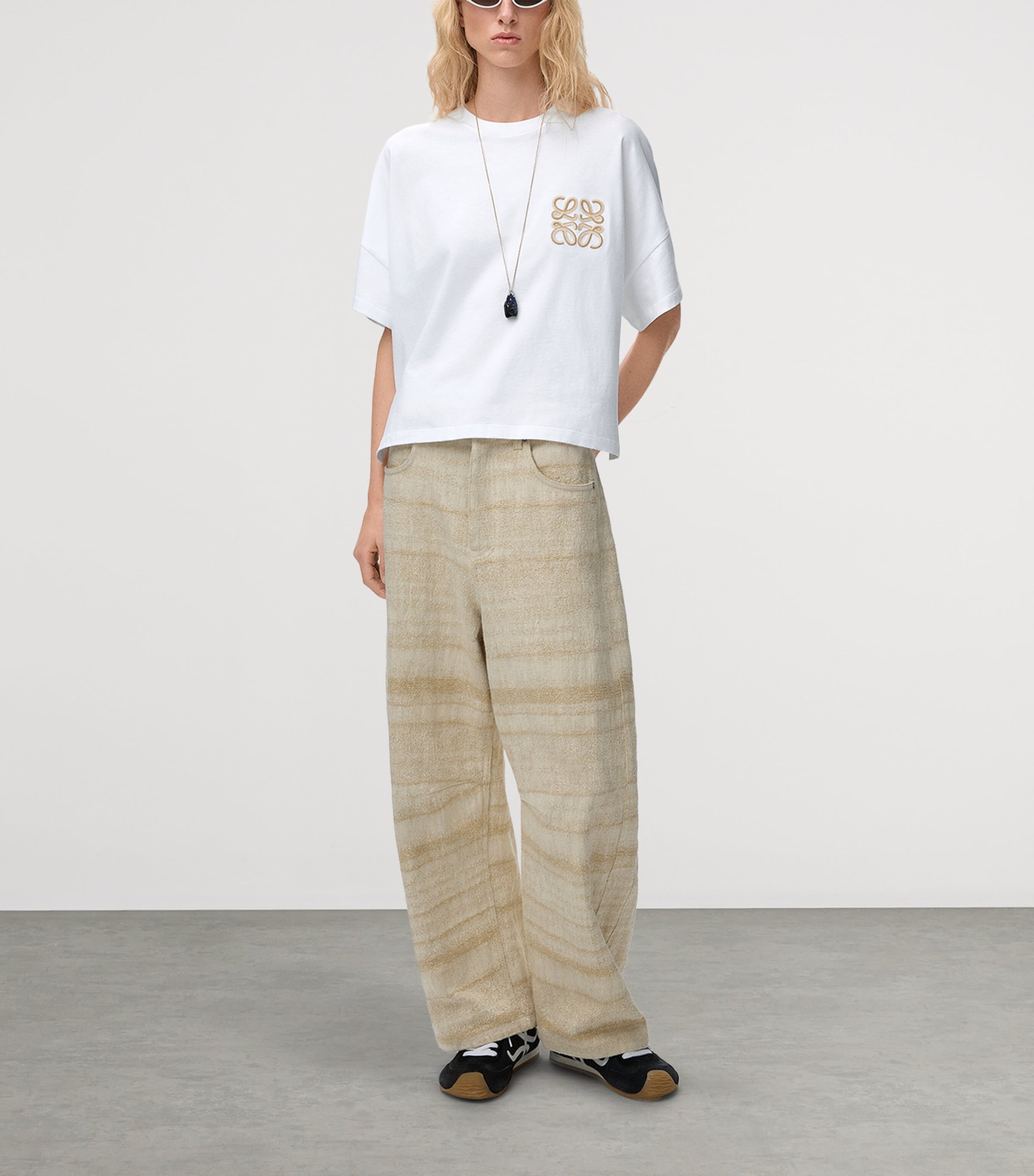 LOEWE Womens x Paula’s Ibiza Stretch-Cotton Anagram T-shirt White Image 2