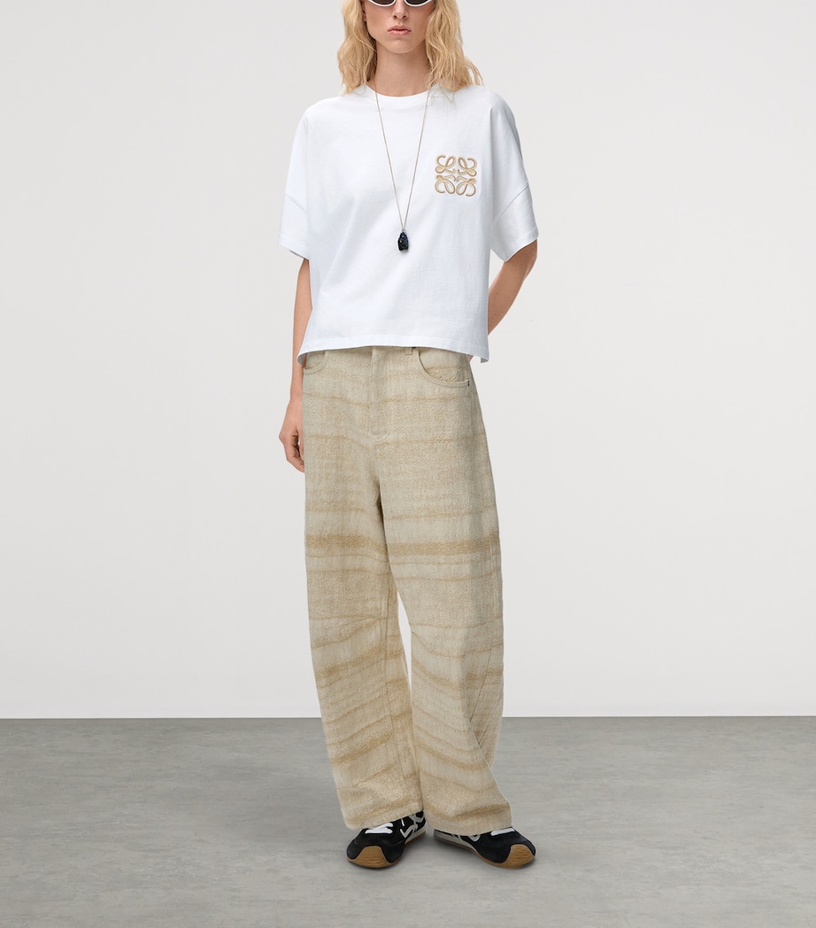 LOEWE Womens x Paula’s Ibiza Stretch-Cotton Anagram T-shirt White Image 2