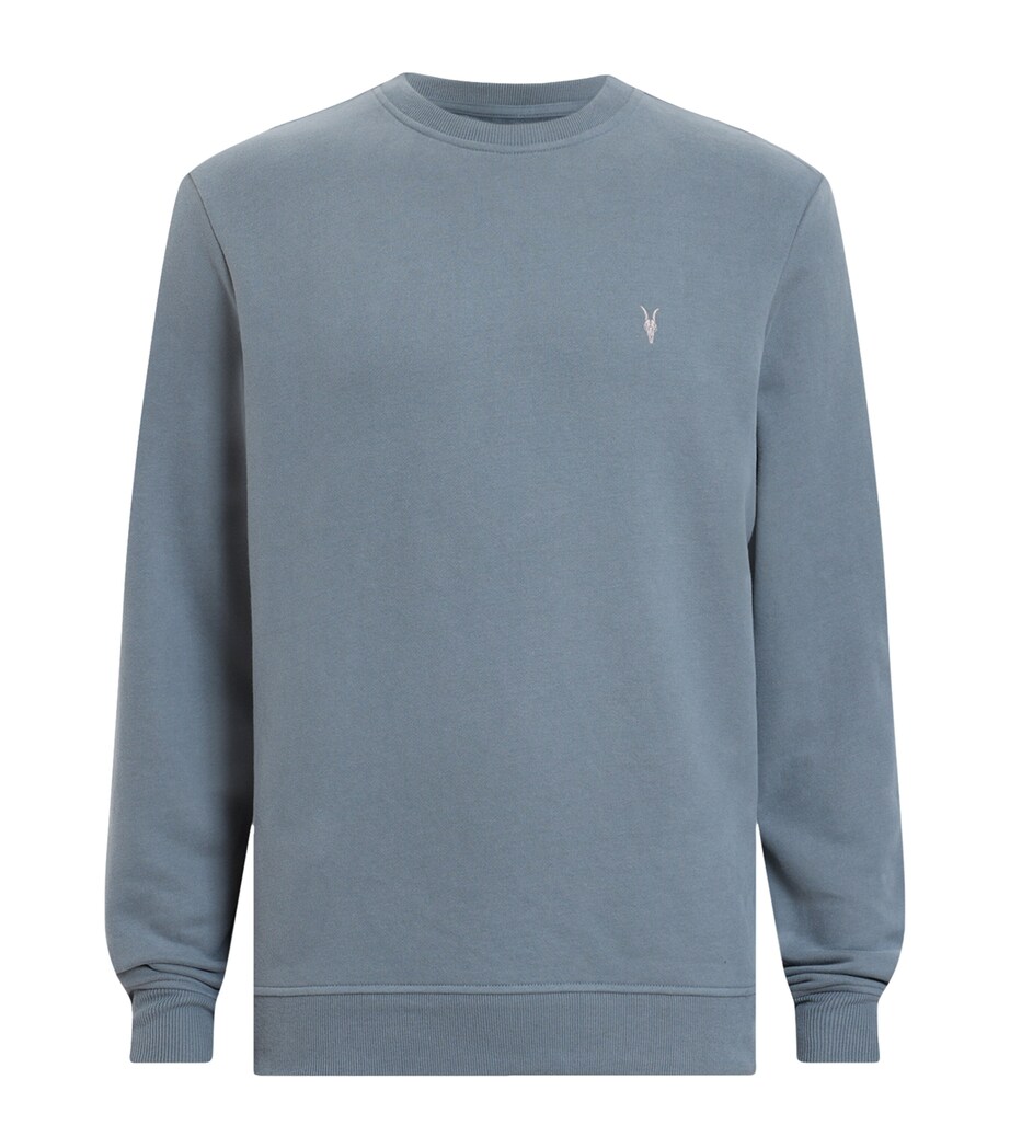 AllSaints Mens Cotton Raven Crew-Neck Sweatshirt Ashy Blue Image 1