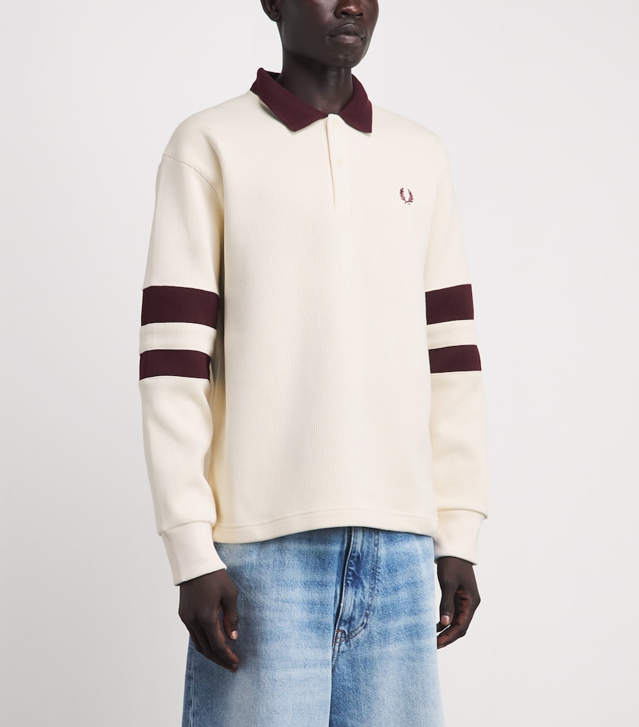 Fred Perry Mens Cotton Logo Polo Sweatshirt Ecru Image 4