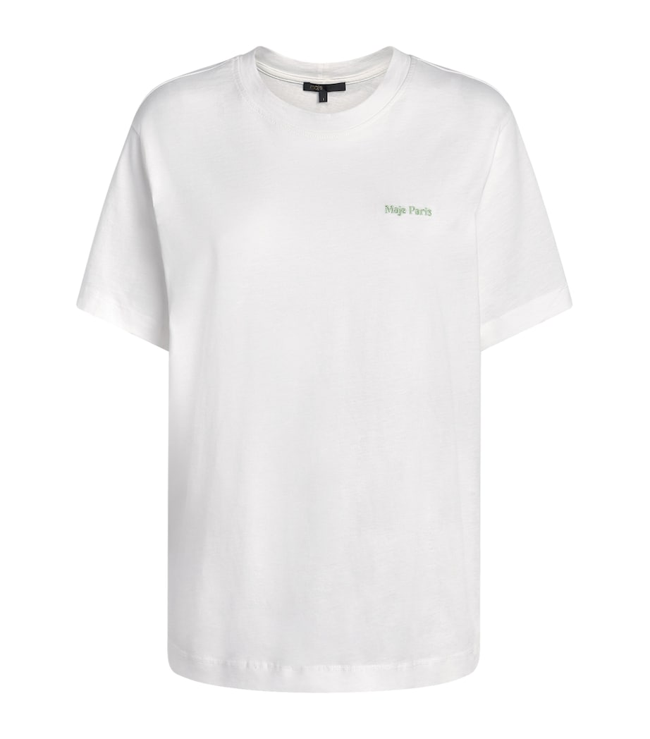 Maje Womens Cotton Graphic T-Shirt White Image 1
