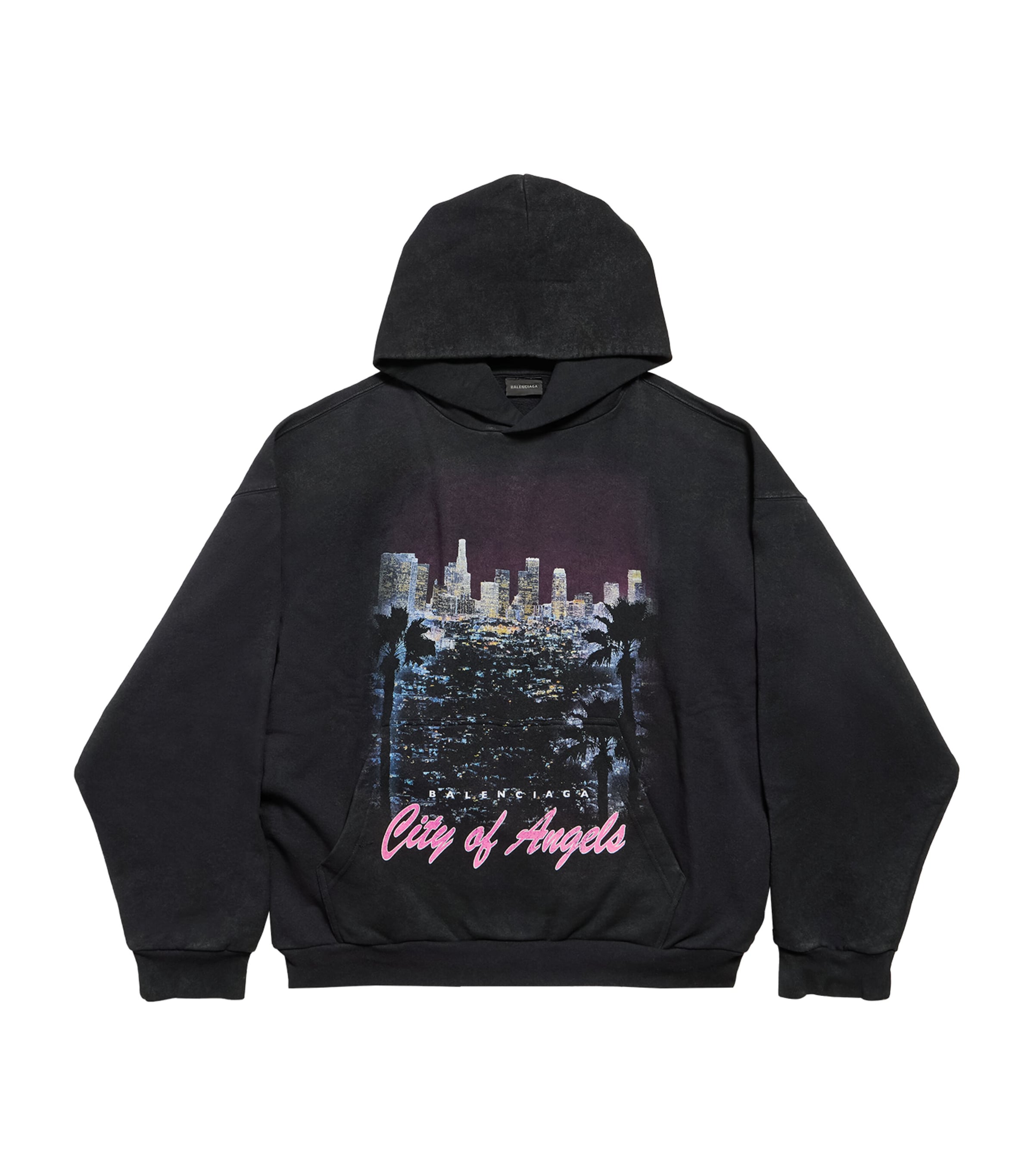 Balenciaga Cotton City Of Angels Hoodie In Black