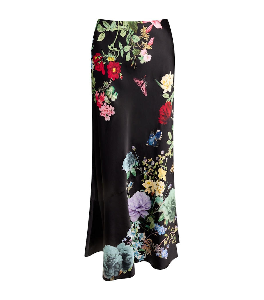 Alice+Olivia Black Floral Terese Slip Skirt Harrods SG