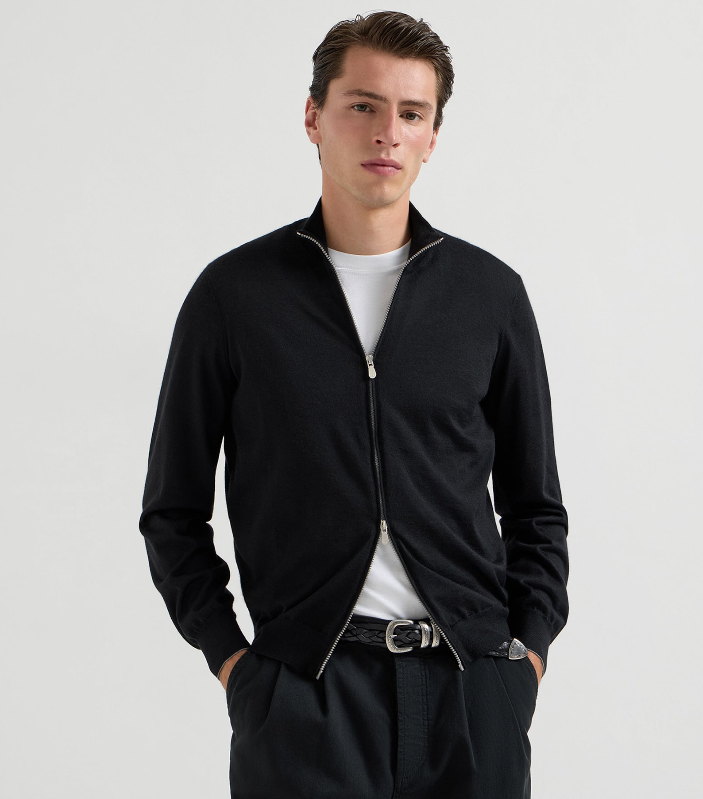 Brunello Cucinelli Mens Cashmere-Silk Cardigan Image 3