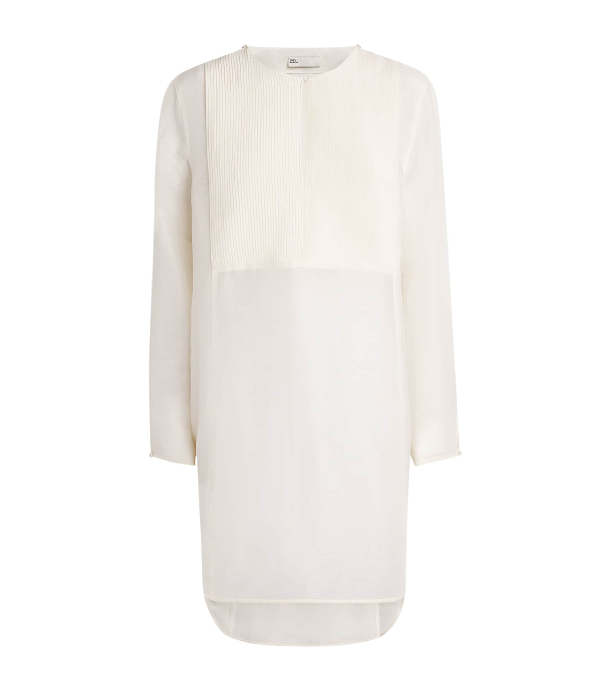 Tory Burch Linen-silk Pleated Mini Kaftan In White