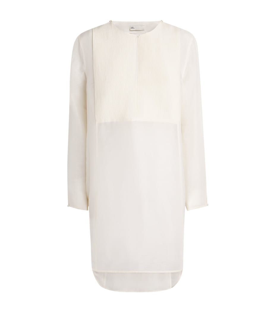 Linen-Silk Pleated Mini Kaftan 106 NEW IVORY Image 1