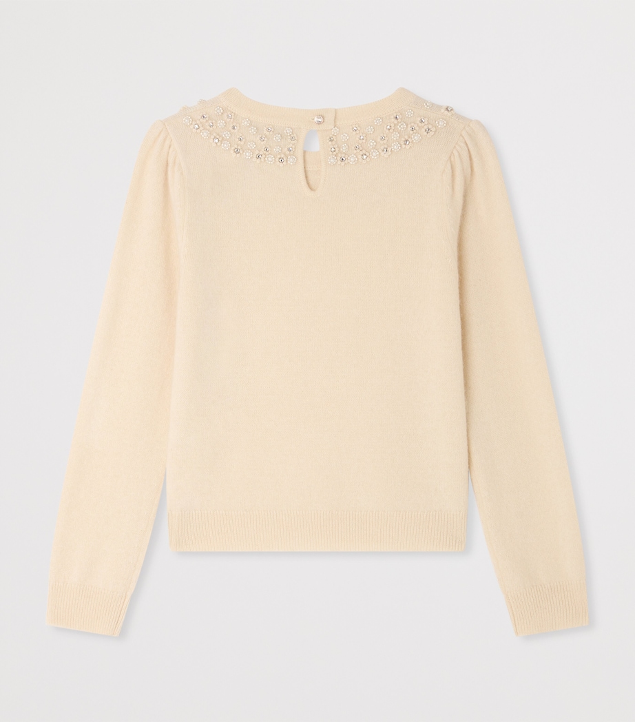 Bonpoint Cashmere Embellished Sweater (4-8 Years) Ecru Image 2