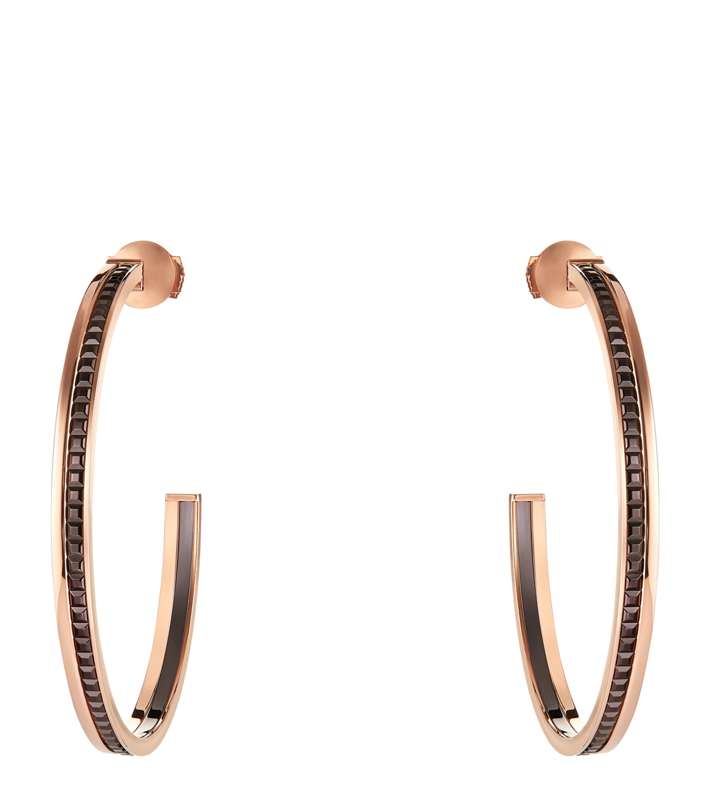 Boucheron Women's Quatre Classique 18k Pink Gold & Brown Pvd Large Hoop Earrings In Brown