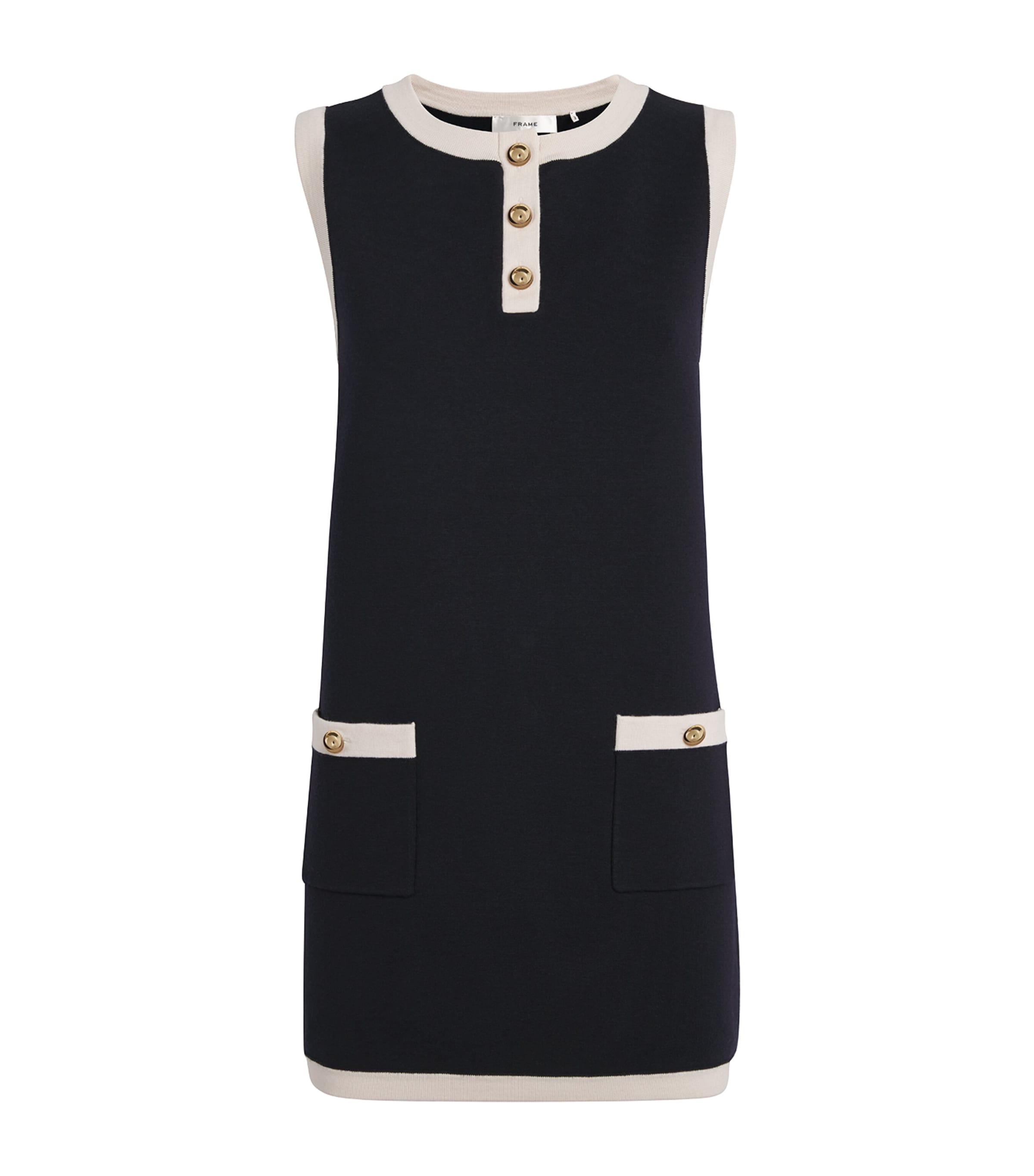 Frame Wool-blend The Mixed Mini Dress In Blue