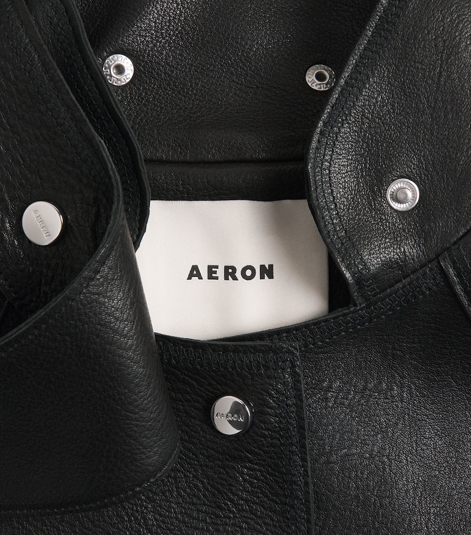 Salem Oversized Leather Jacket 001 BLACK Image 5