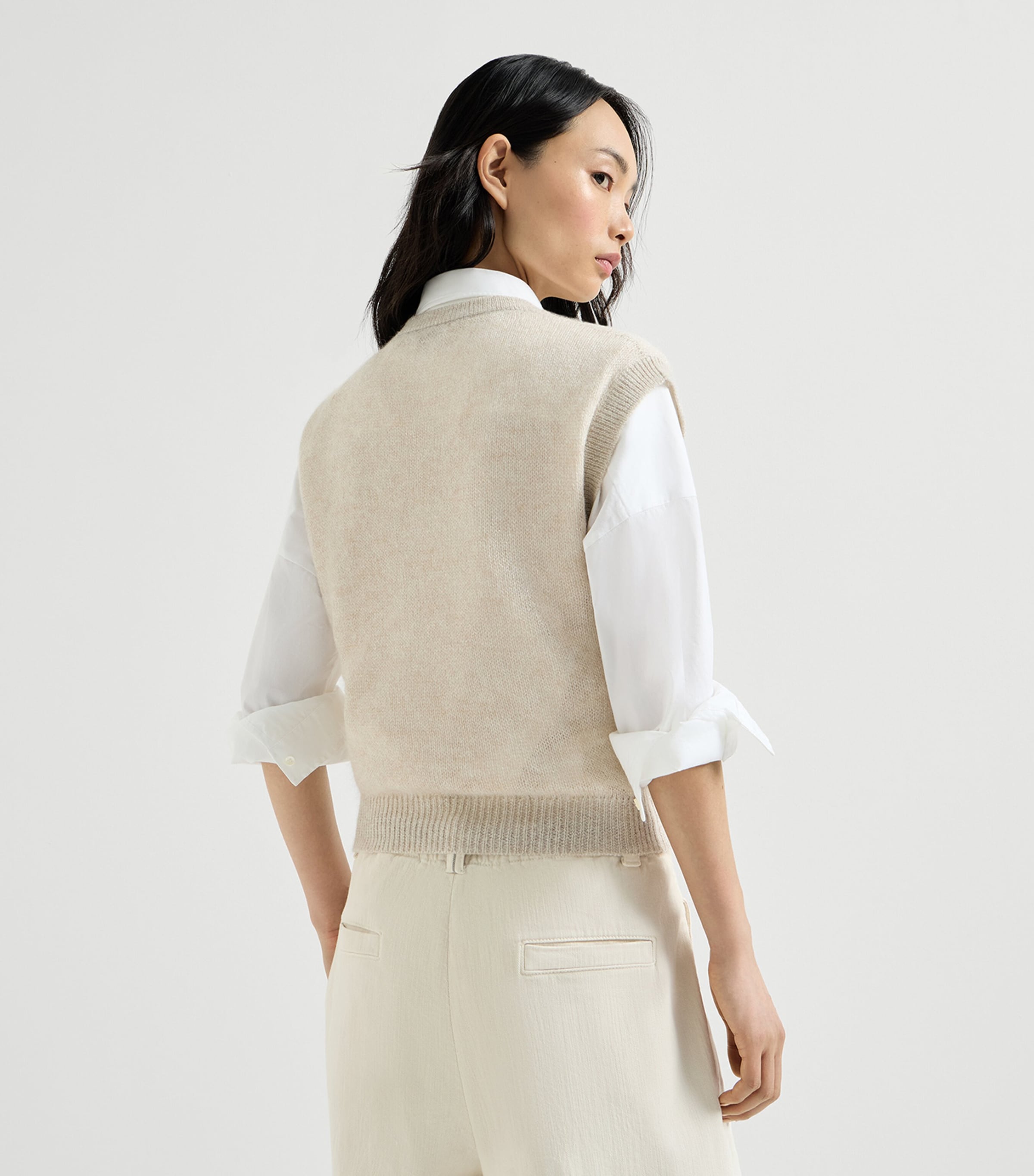 Brunello Cucinelli Womens Mohair-Blend Sweater Vest Avorio Image 5