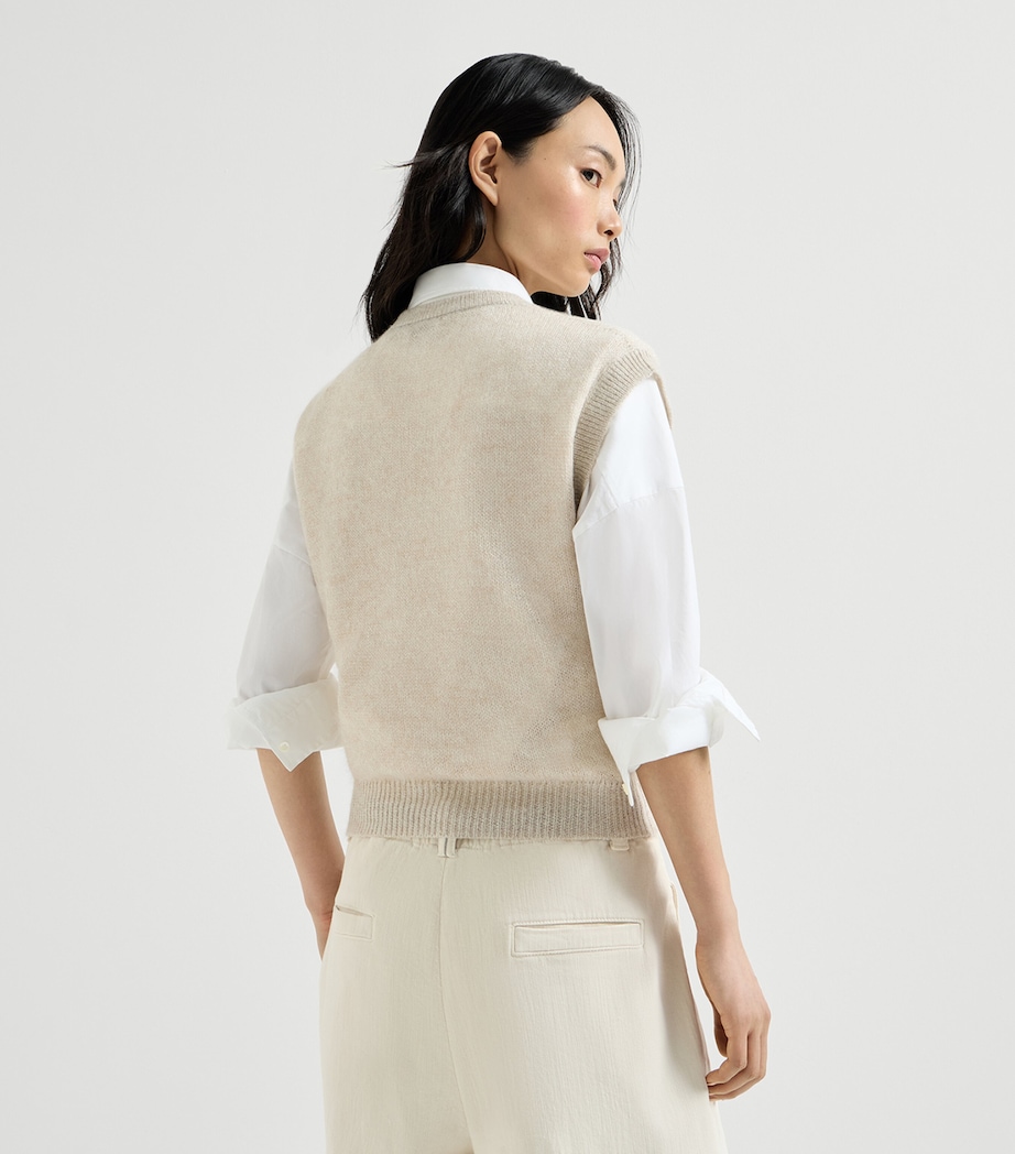 Brunello Cucinelli Womens Mohair-Blend Sweater Vest Avorio Image 5