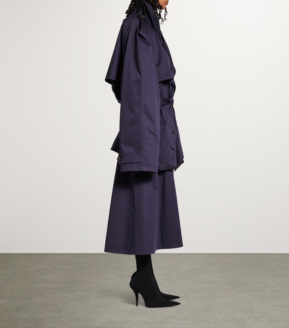 Oversized Cotton Cropped Trench Coat 4100 Image 6