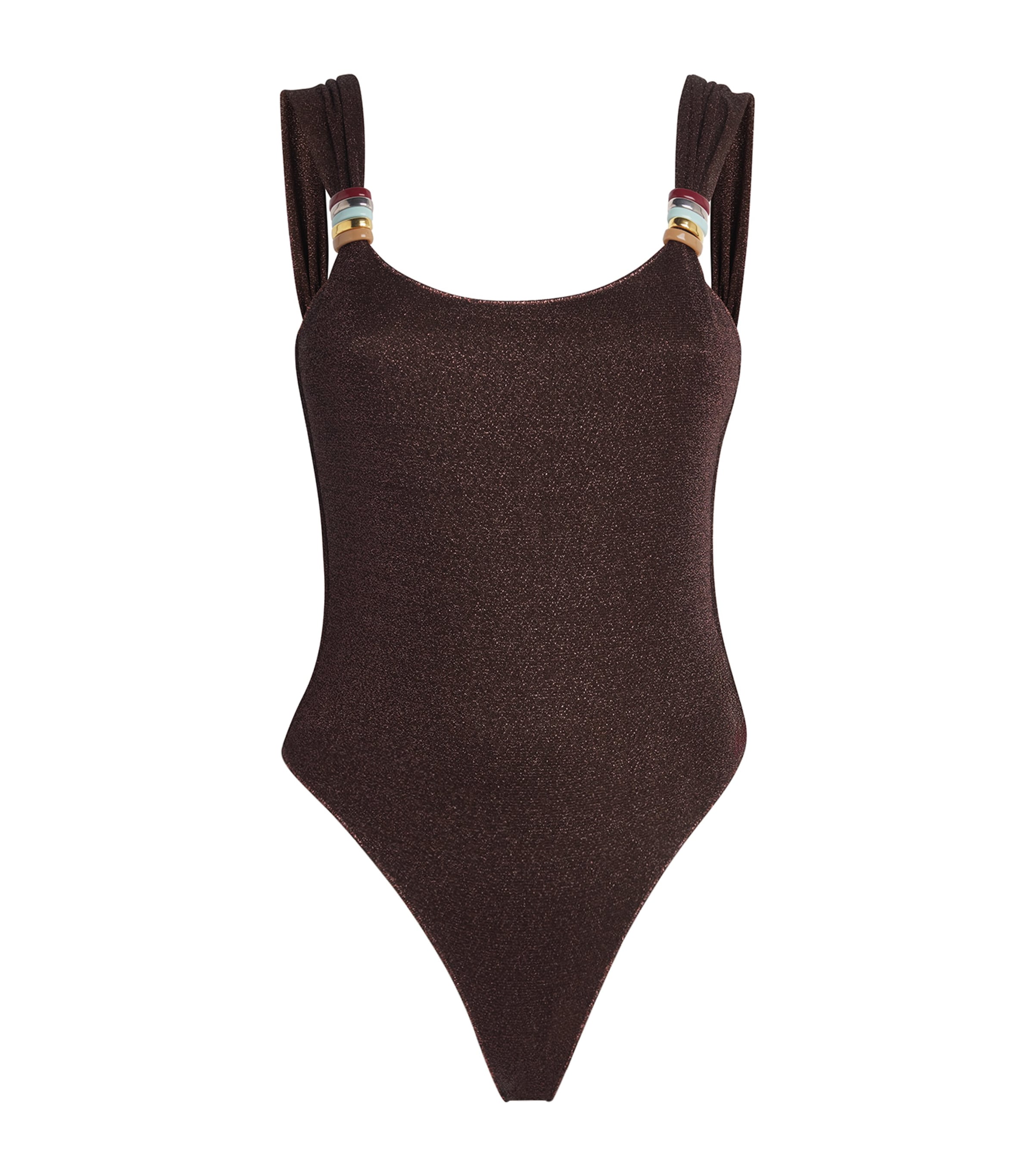 Oseree Oséree Metallic Lumière Swimsuit In Brown