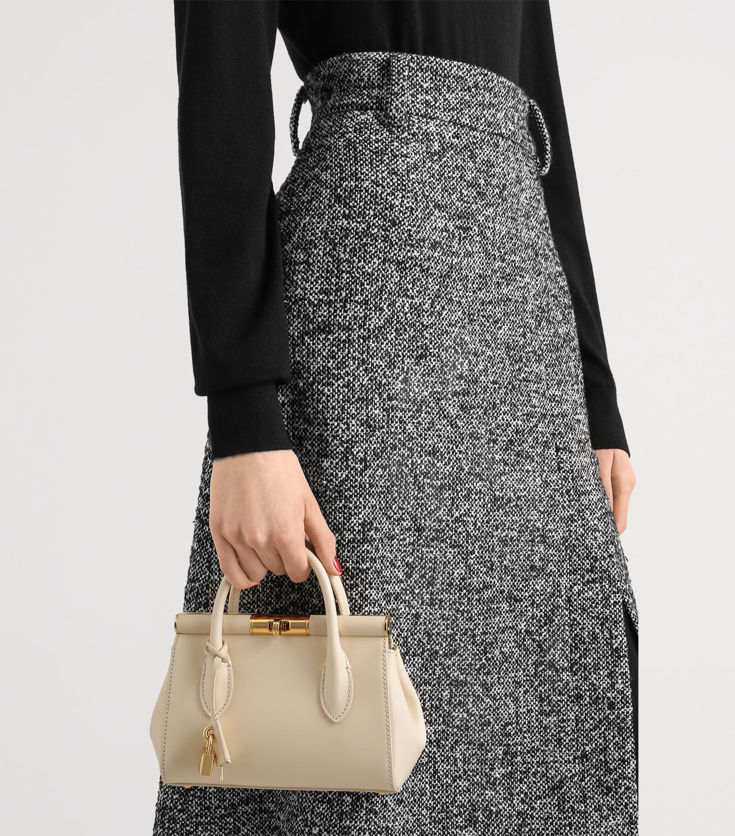Dolce&Gabbana Mini Leather Marlene Top-Handle Bag Burro Image 3