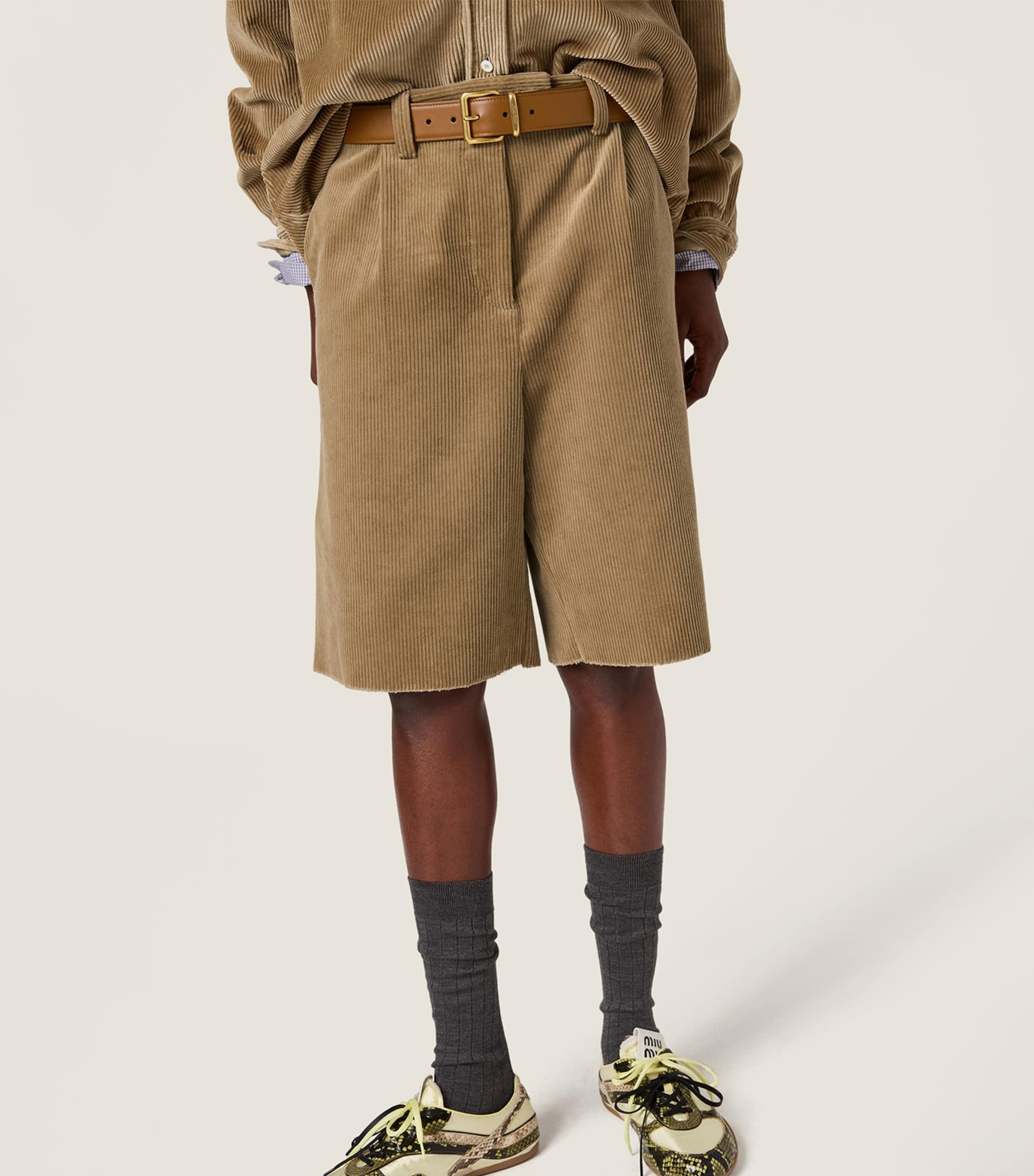 Miu Miu Womens Corduroy Shorts Neutral Image 5