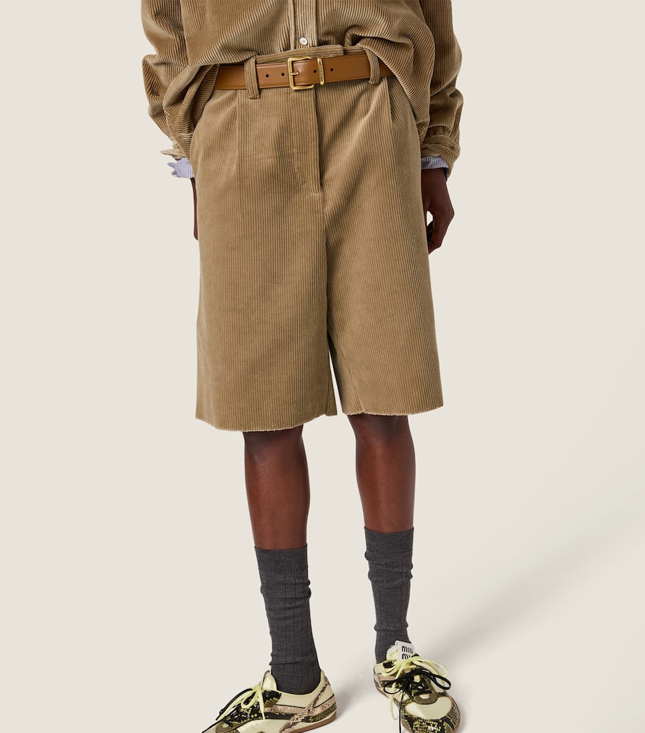 Miu Miu Womens Corduroy Shorts Neutral Image 5