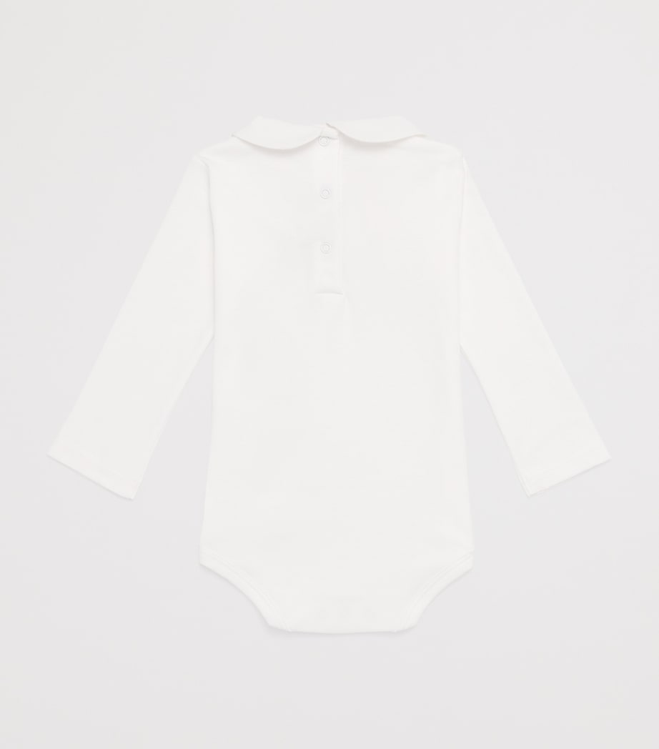 Marie-Chantal Pima Cotton Embroidered Bodysuit Blue Image 2