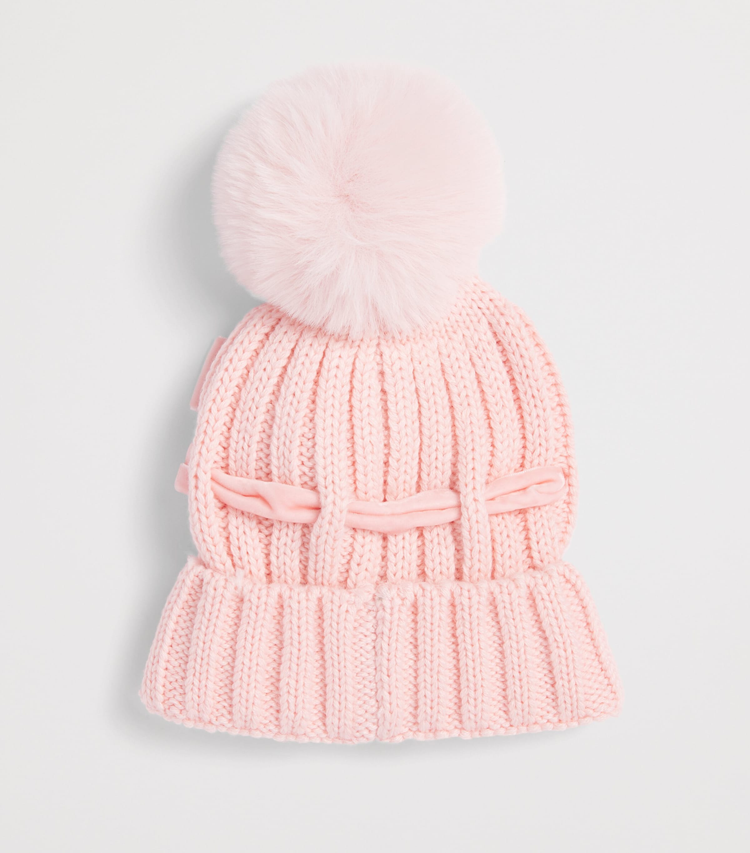 Monnalisa Ribbed Bow Hat Rosa Antico Image 2