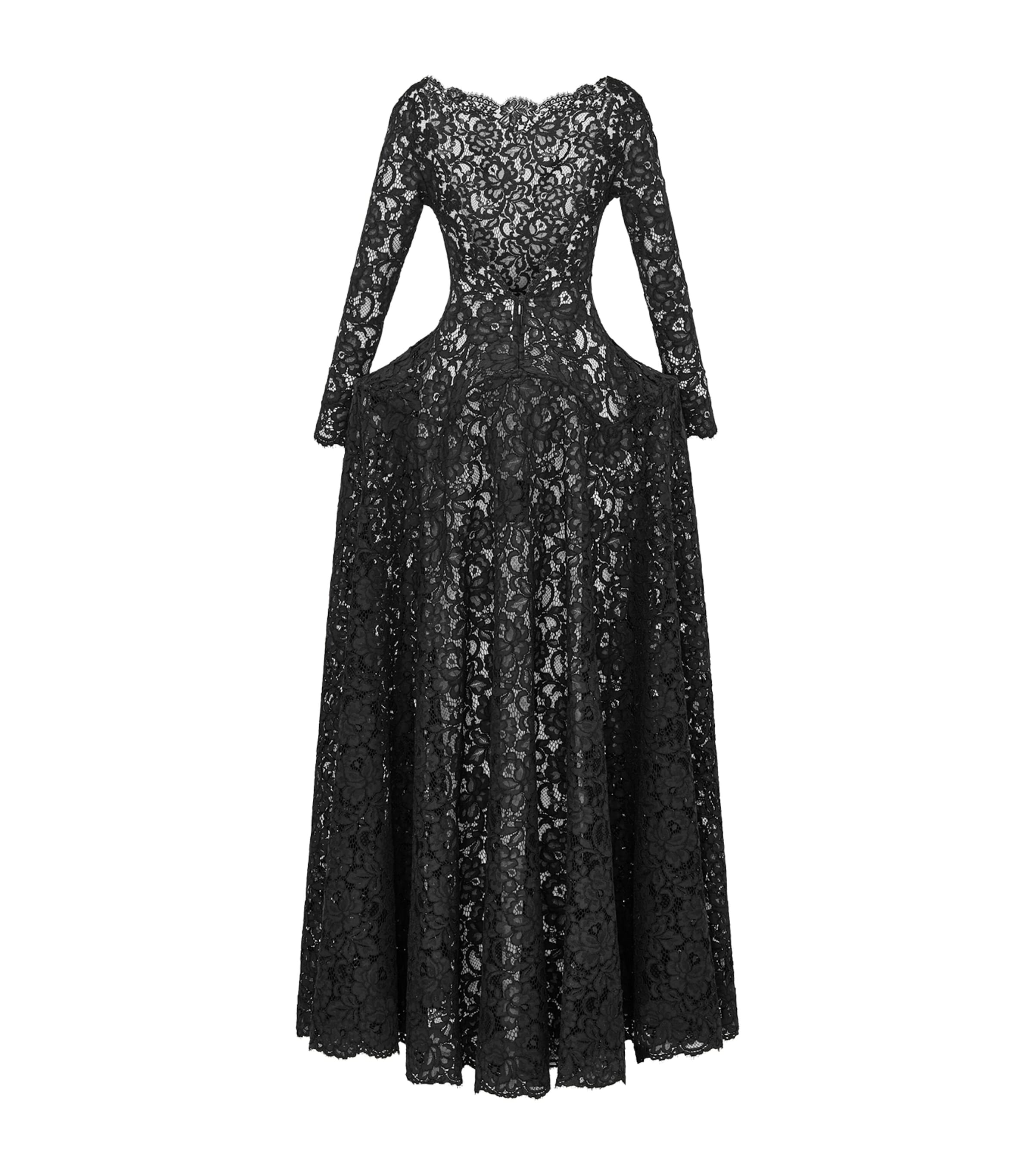 Saint Laurent Lace Plunge-Back Gown