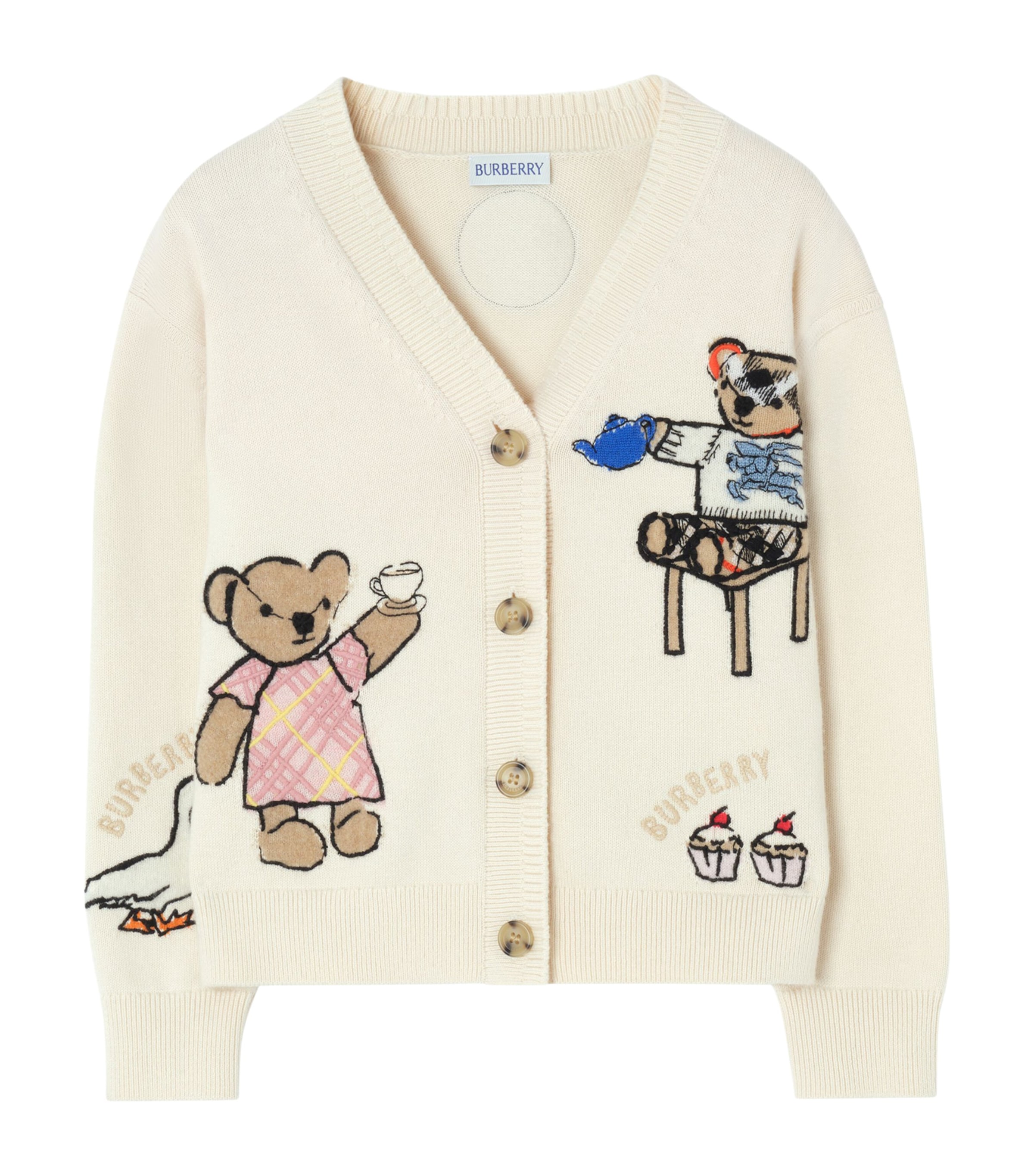 Burberry Kids Cotton-Wool Blend Tea Party Cardigan (4-12 Years) Ivory Image 1