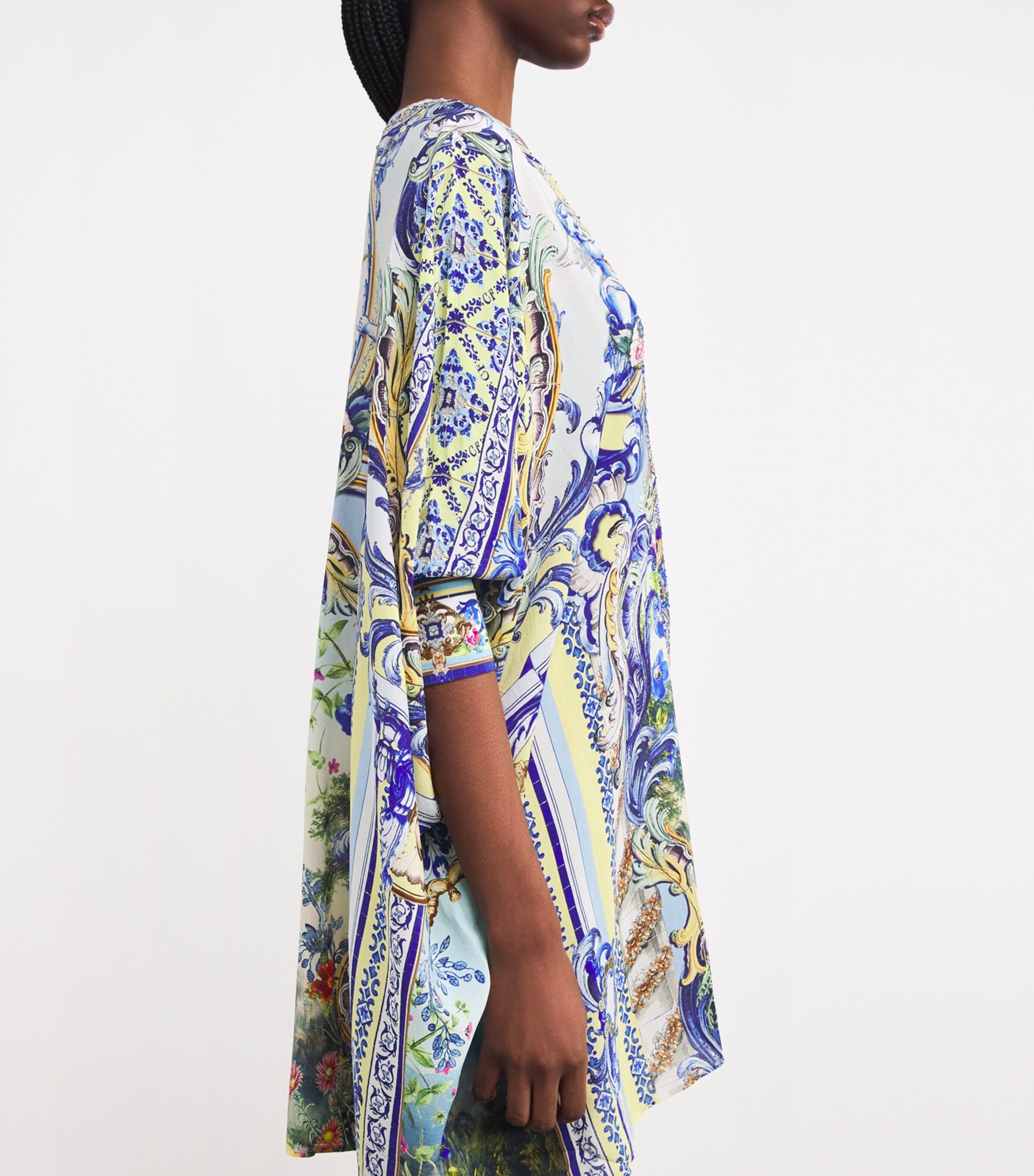 Camilla Womens Silk Printed Short Kaftan Wallwond Image 4