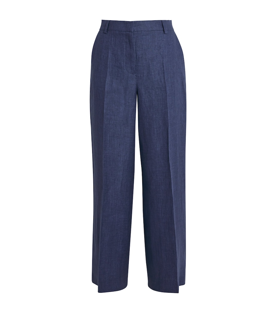 Weekend Max Mara Womens Linen Straight Trousers Navy Image 1