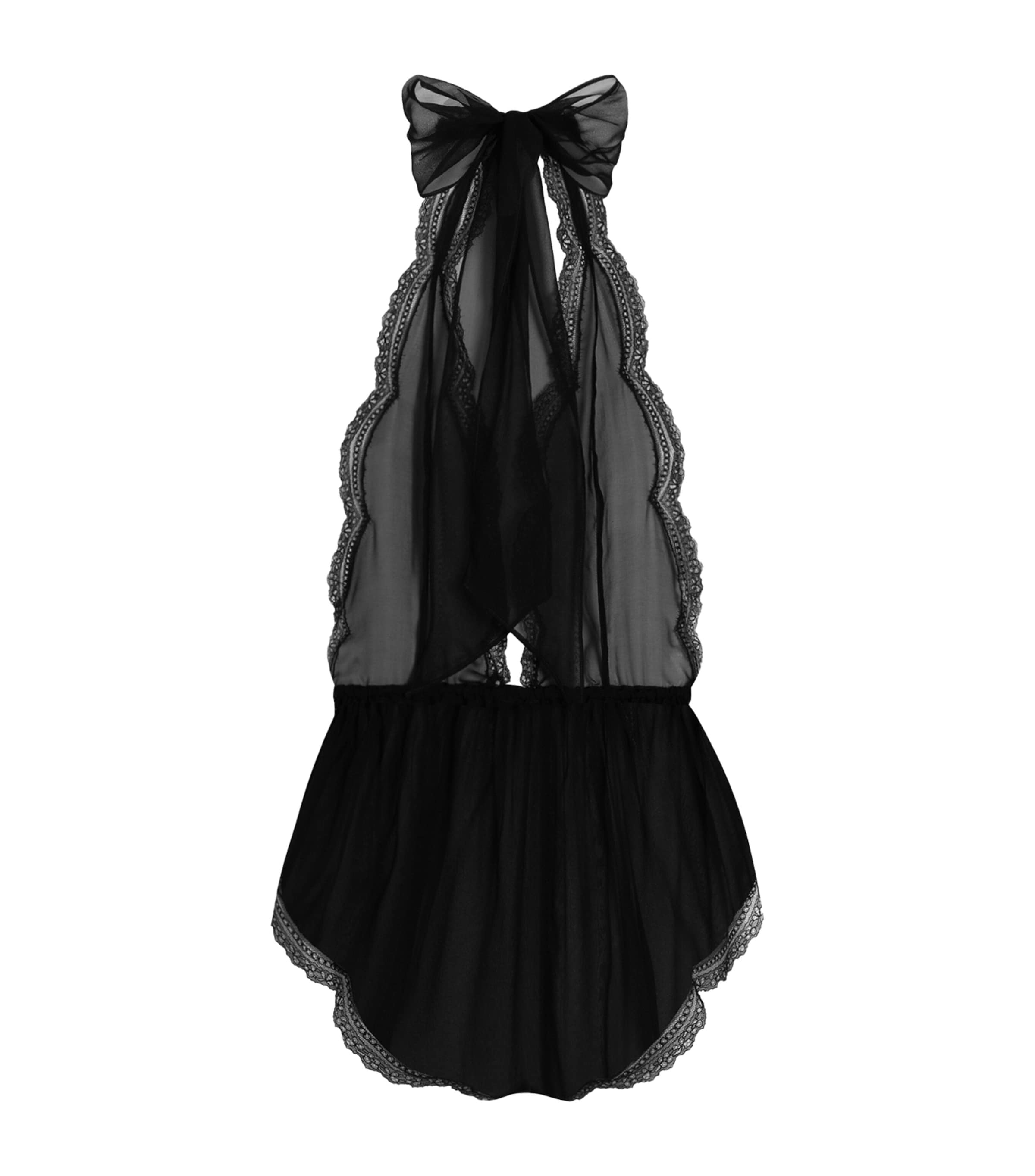Dolce&Gabbana Womens Silk-Blend Chiffon Bodysuit Blac Image 1