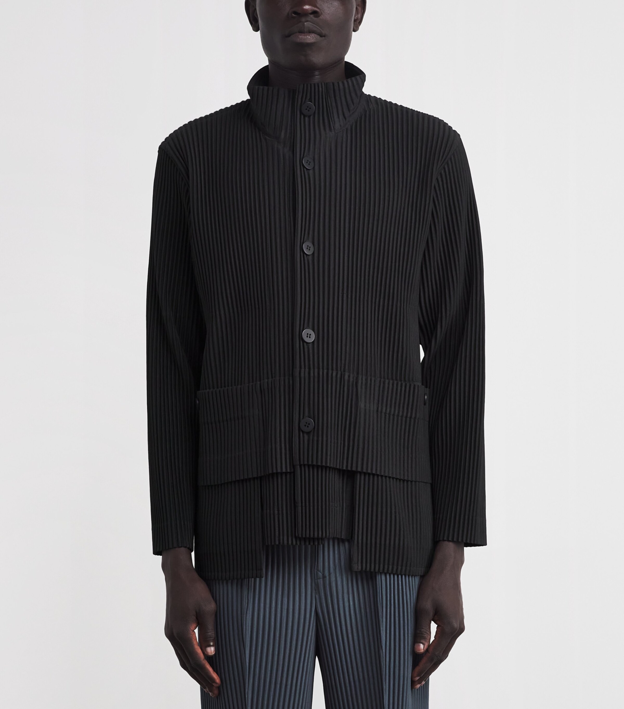 Homme Plissé Issey Miyake Grey Pleated Pocket Panel Jacket