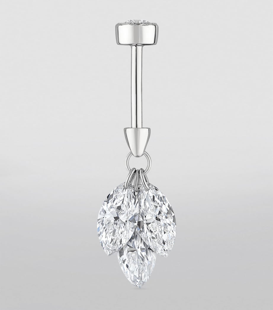 Floating Diamond Plume Threaded Charm Earring (6.5mm) WHITE GOLD Image 2