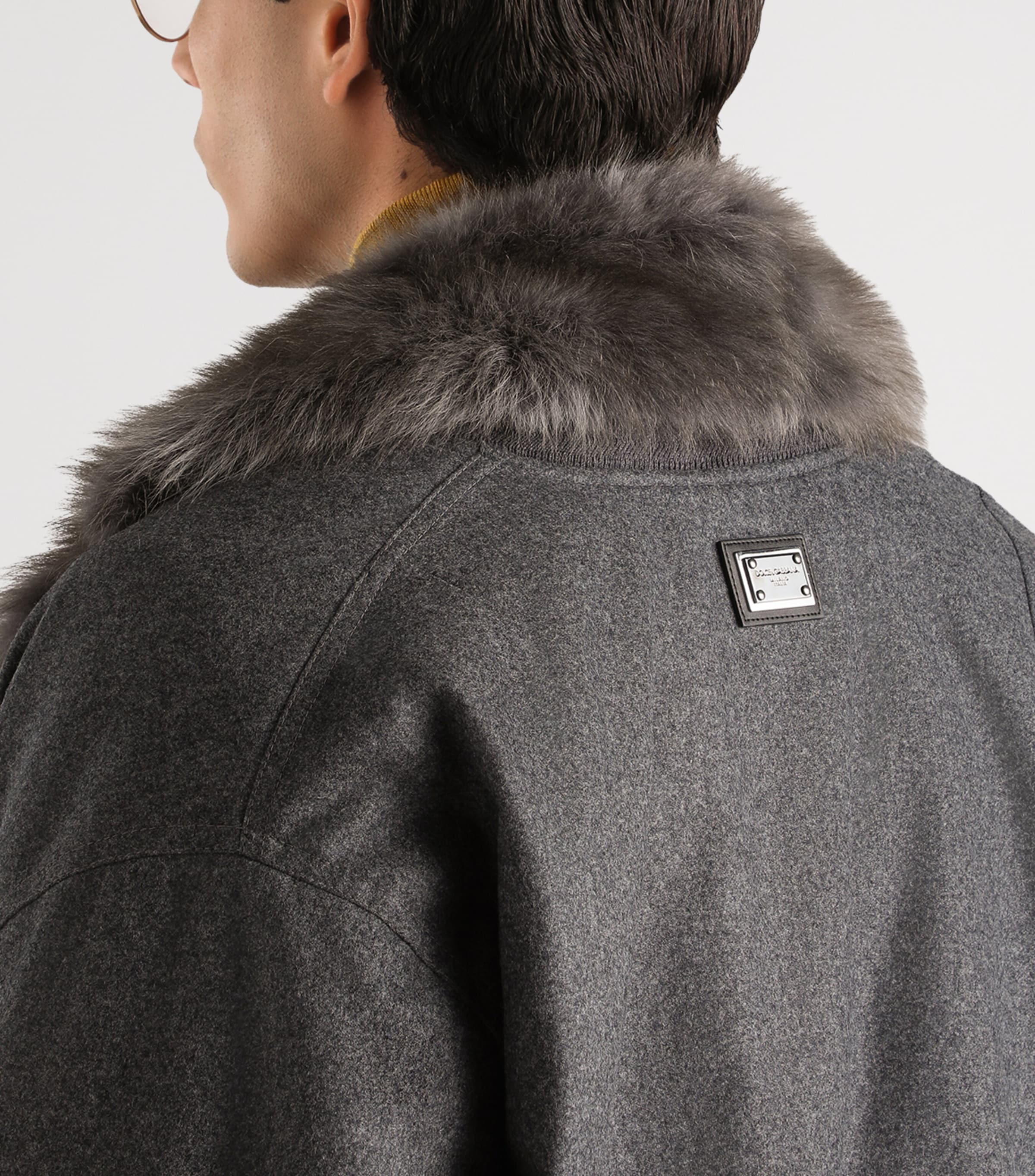 Dolce&Gabbana Mens Virgin Wool Bomber Jacket Melange Grey Image 5
