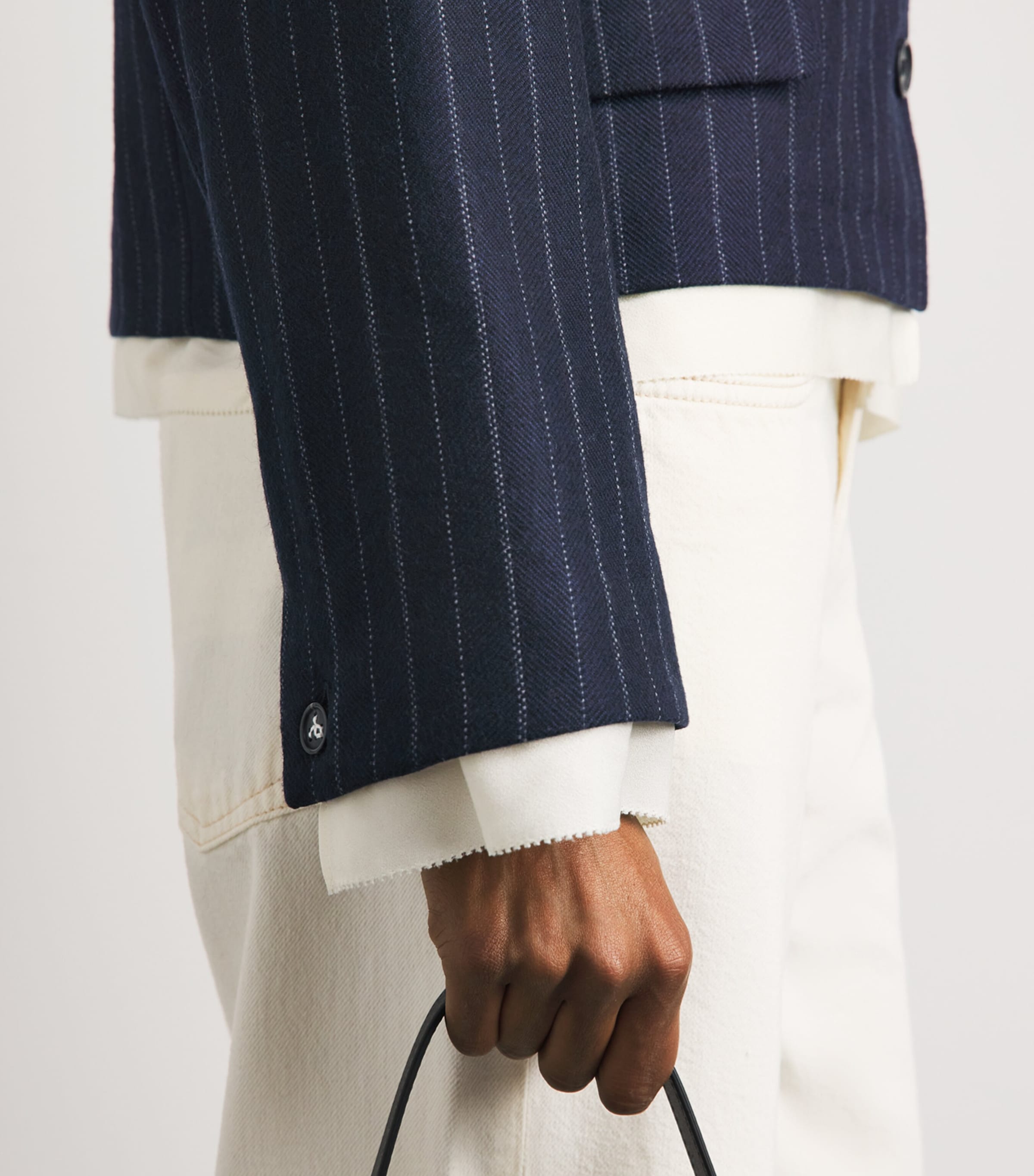Rag & Bone Womens Wool-Blend Herringbone Stripe Lawrence Blazer Nvymt Image 3