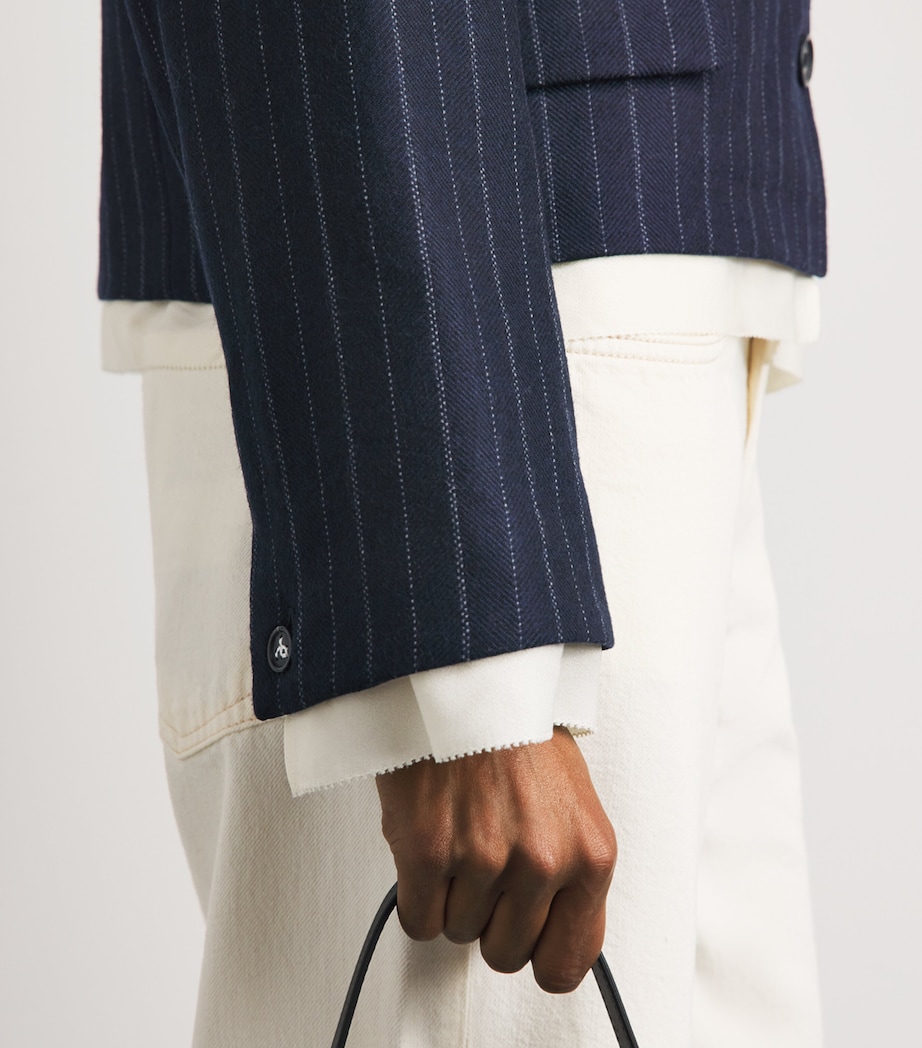 Rag & Bone Womens Wool-Blend Herringbone Stripe Lawrence Blazer Nvymt Image 3