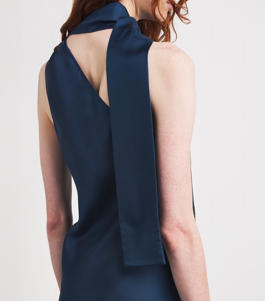 Silk Scarf Midi Dress NAVY Image 4