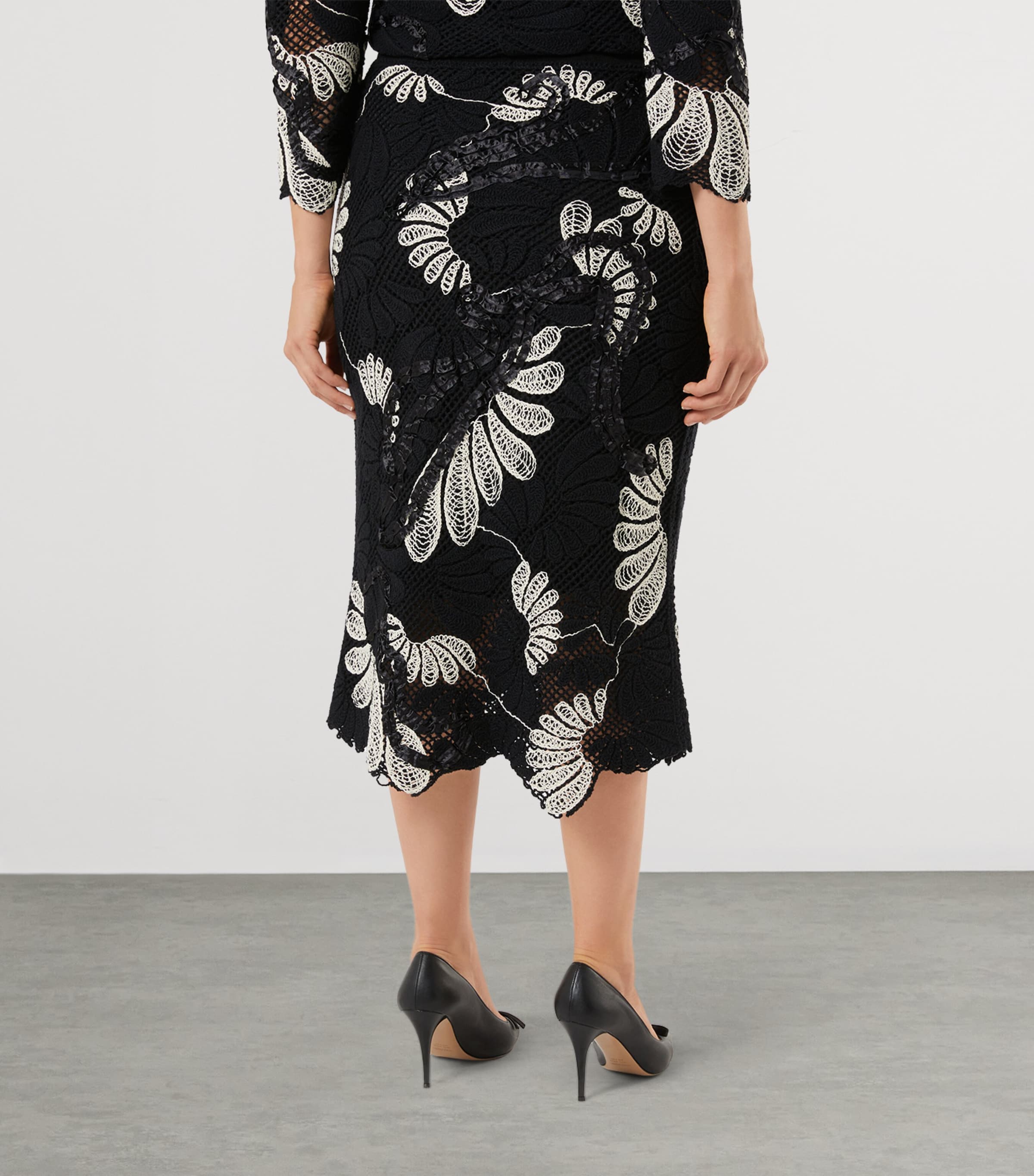 Marina Rinaldi Womens Cotton-Blend Lace Midi Skirt Ivory Image 4